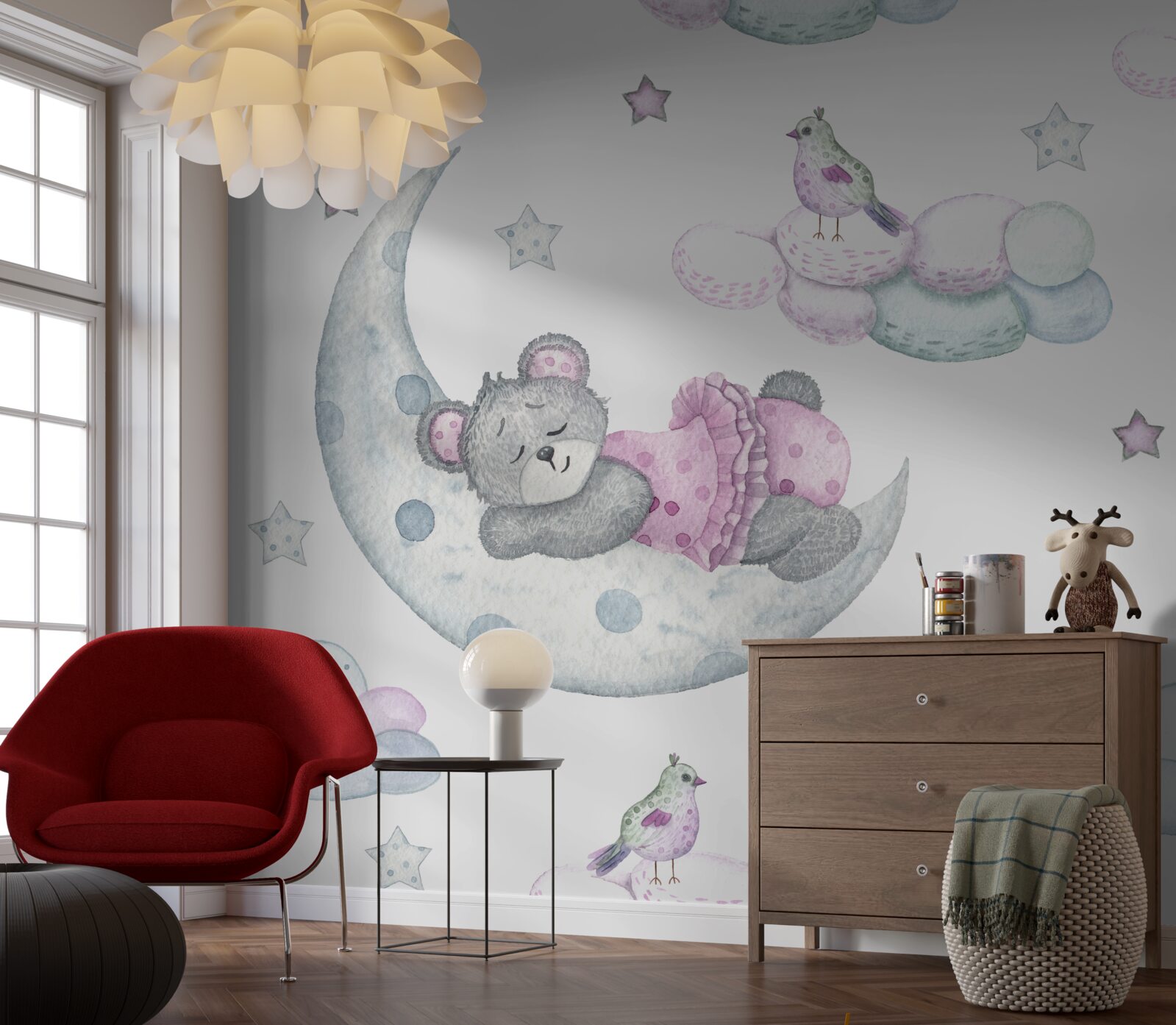 Fotobehang op de aarde satelliet snoozes beer