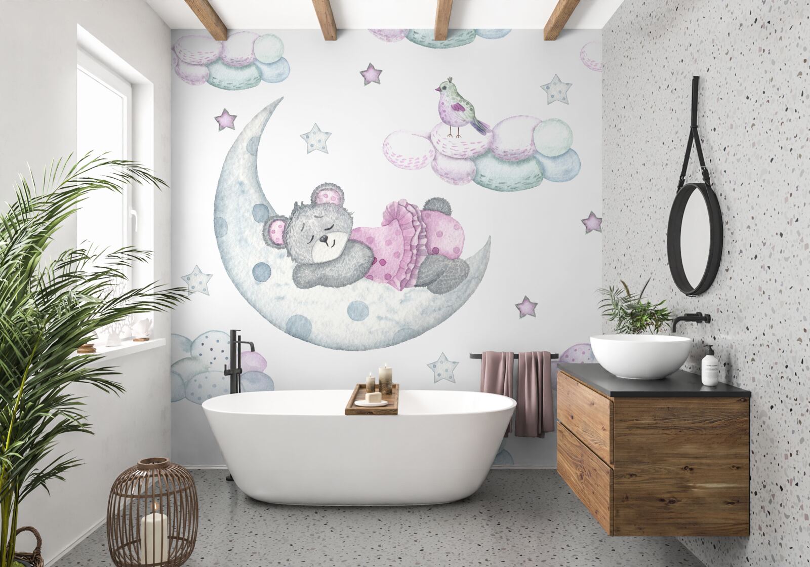 Fotobehang op de aarde satelliet snoozes beer