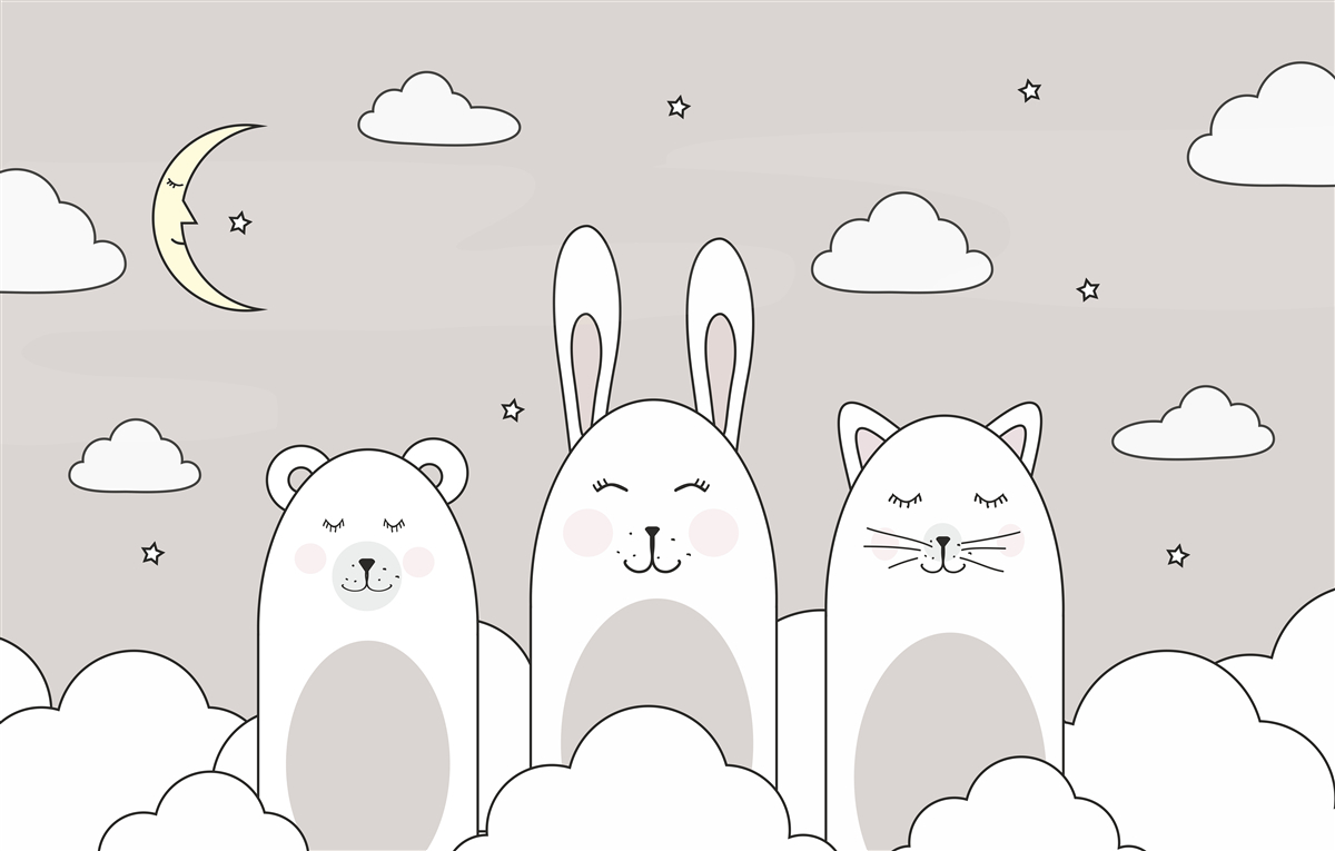 Fotobehang Schattige diertjes vallen in slaap