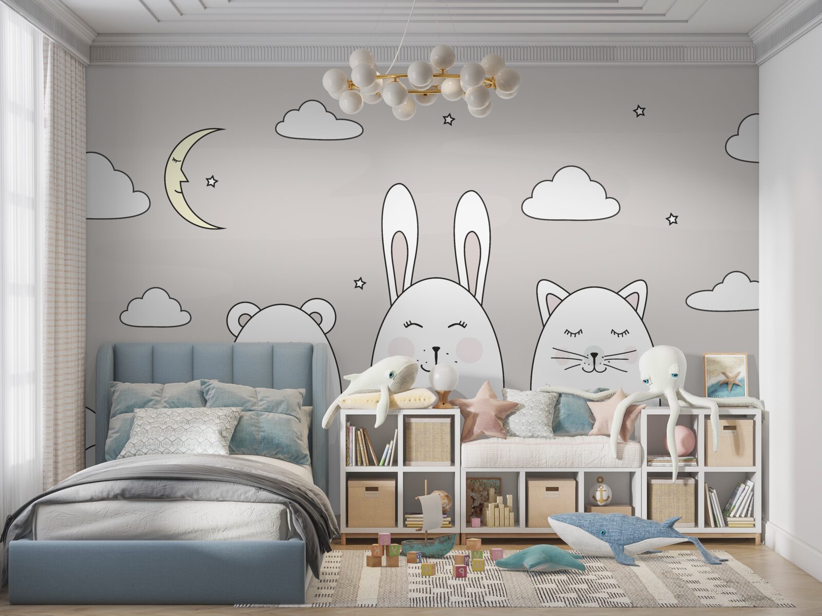 Fotobehang Schattige diertjes vallen in slaap