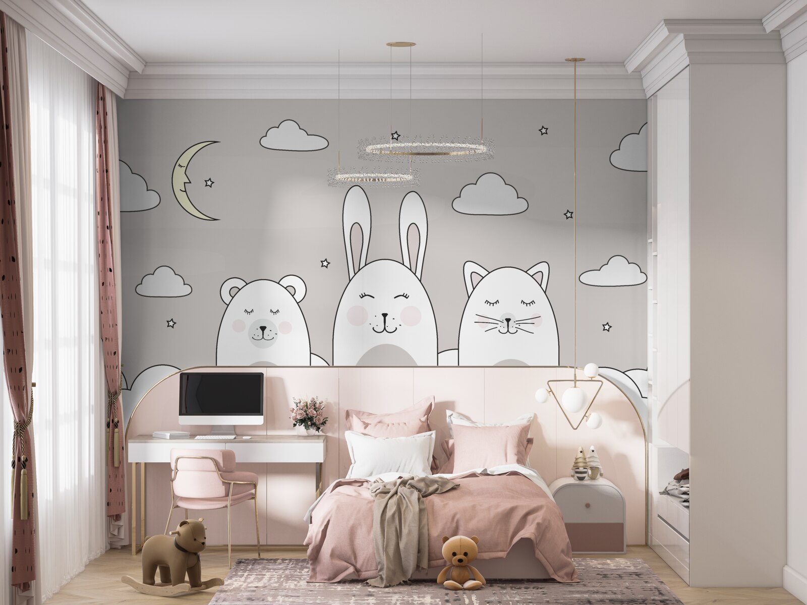 Fotobehang Schattige diertjes vallen in slaap