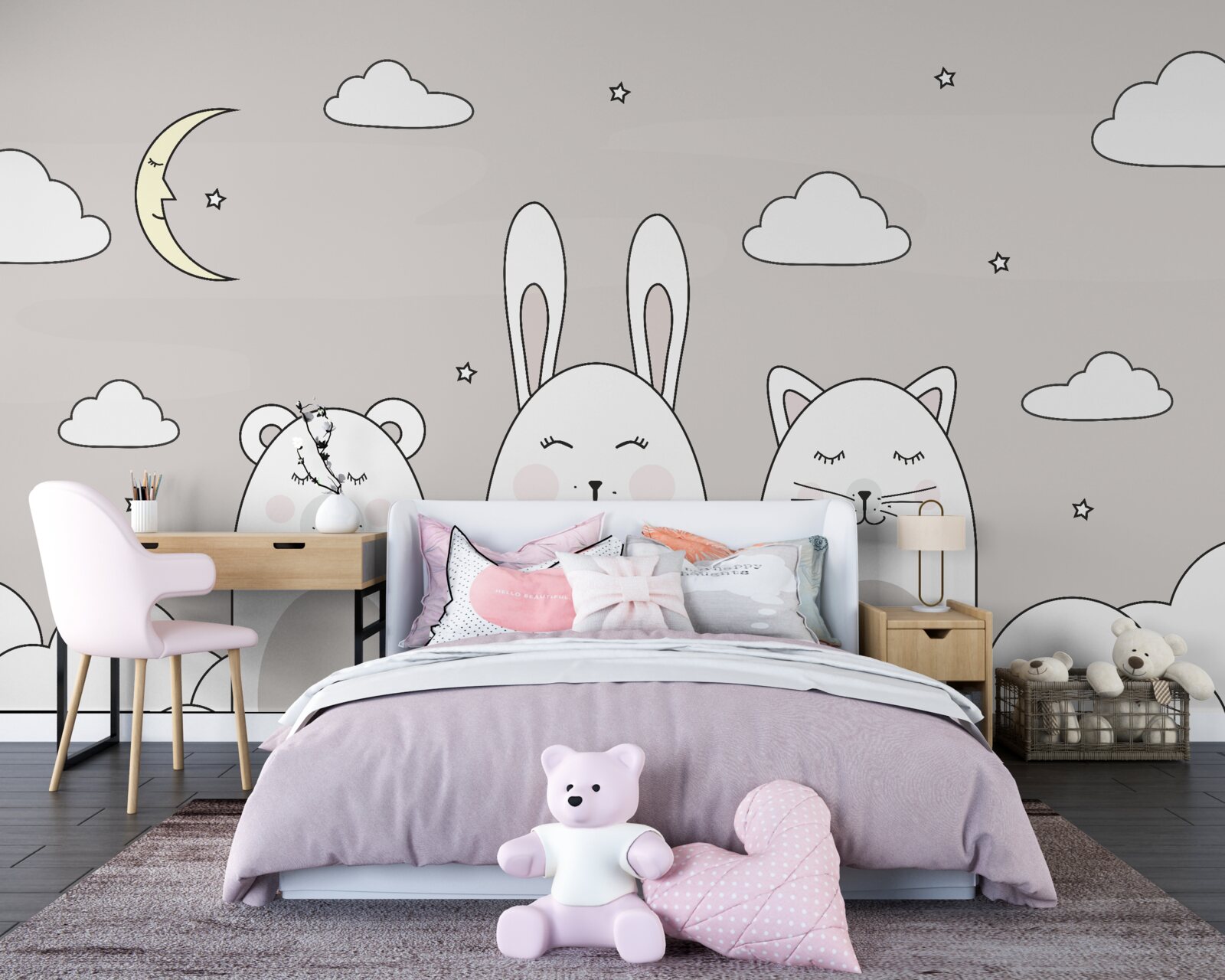 Fotobehang Schattige diertjes vallen in slaap