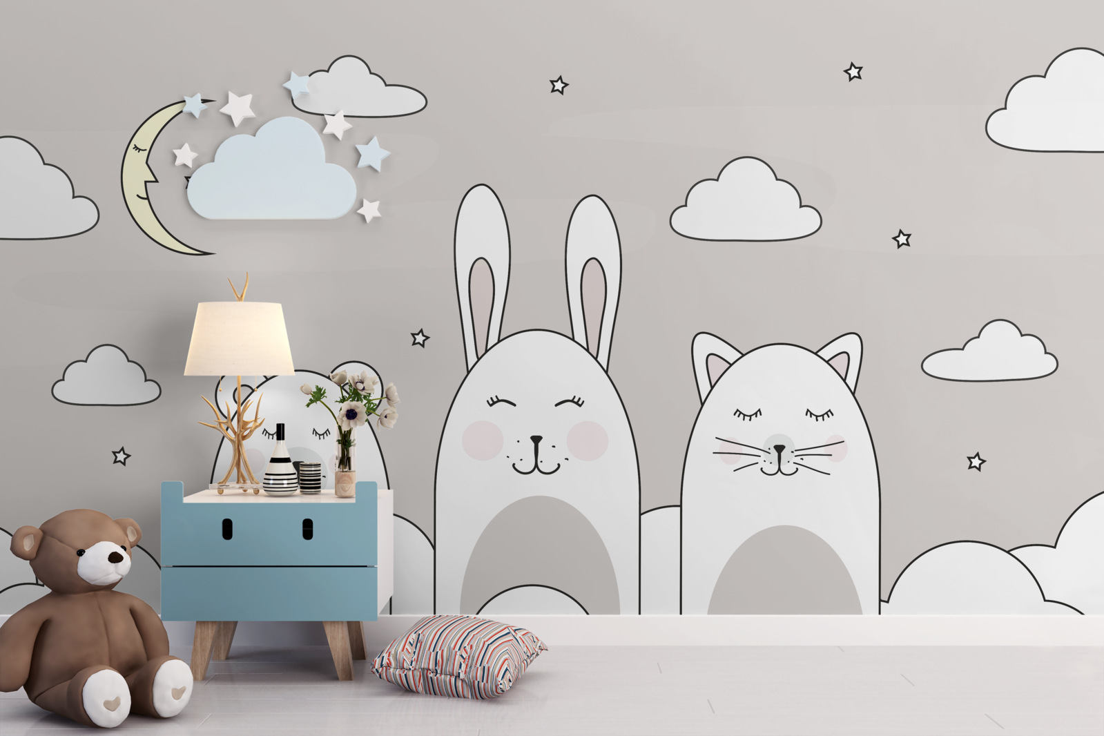 Fotobehang Schattige diertjes vallen in slaap