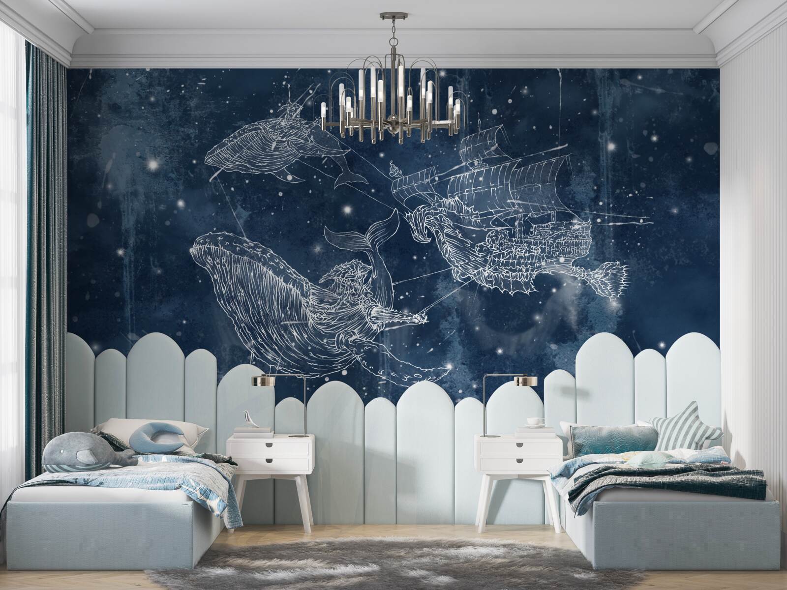 Fotobehang het schip waarnaar de sterren in het sterrenbeeld walvis op weg zijn