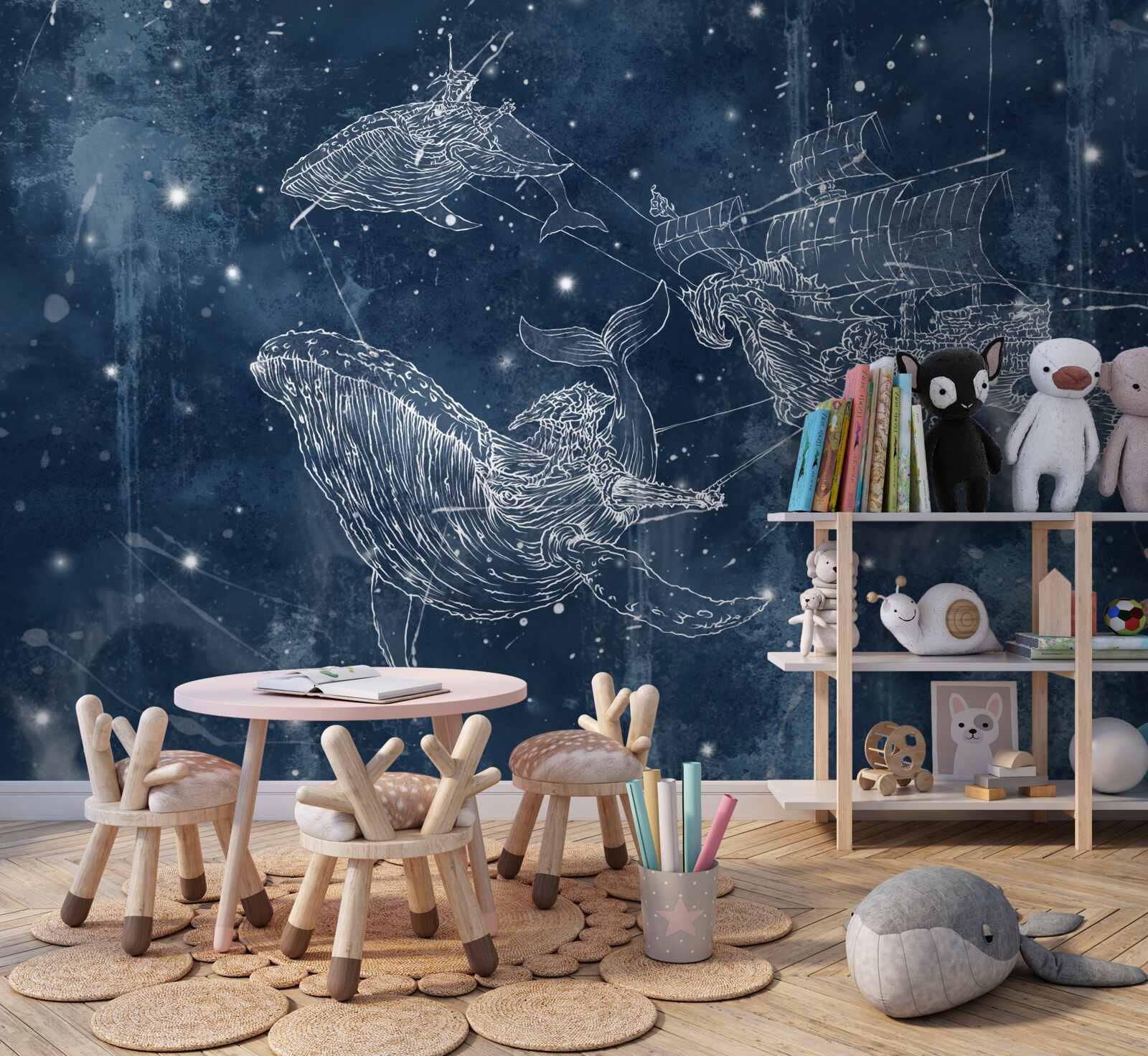 Fotobehang het schip waarnaar de sterren in het sterrenbeeld walvis op weg zijn