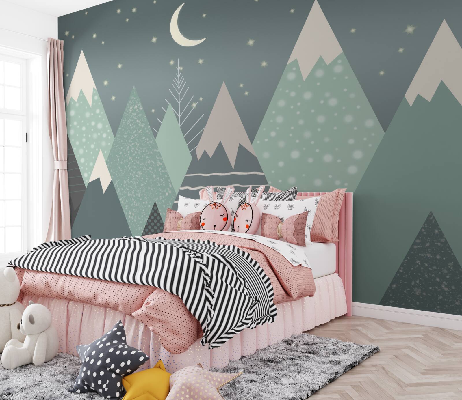 Fotobehang bergen in het maanlicht