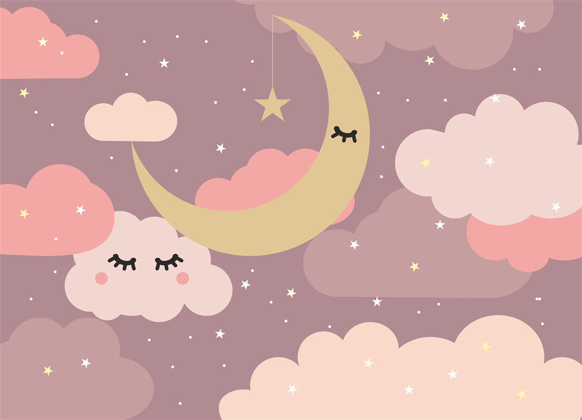 Fotobehang de maan en een klein wolkje met ogen