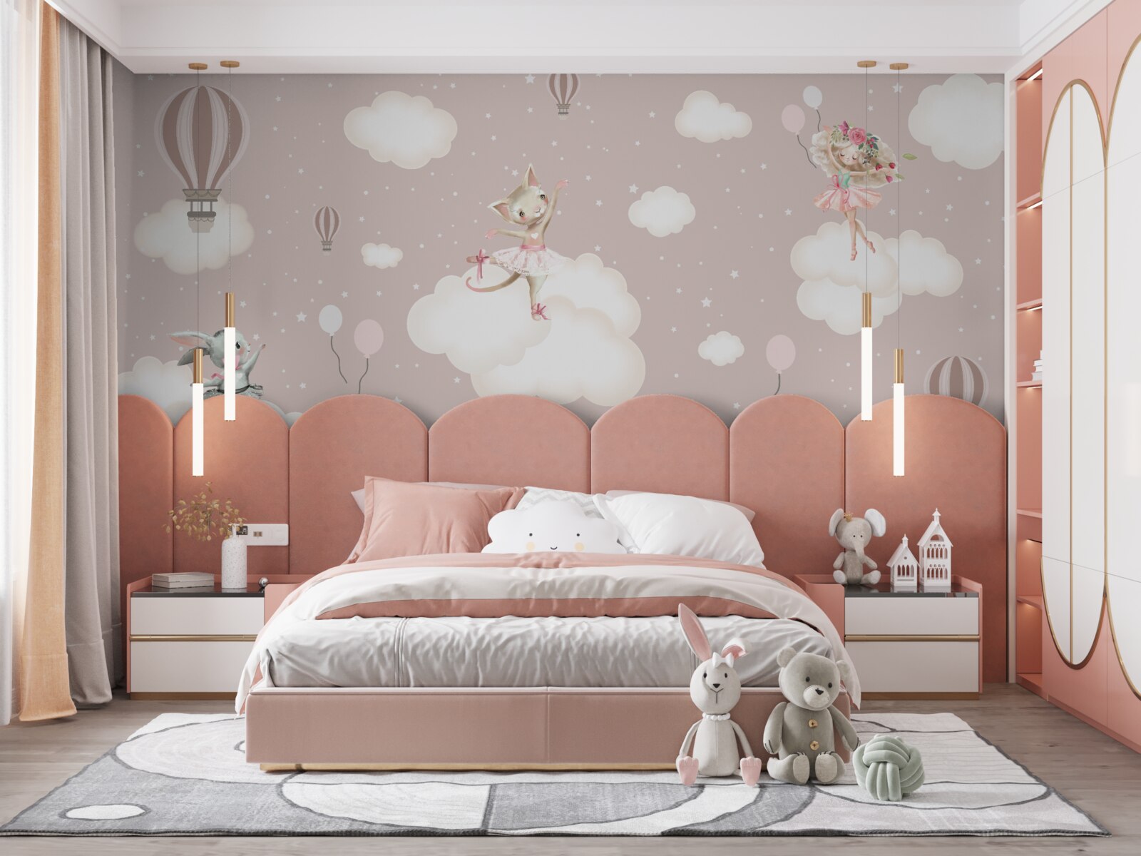 Fotobehang betoverende wezens verlichten de wolken