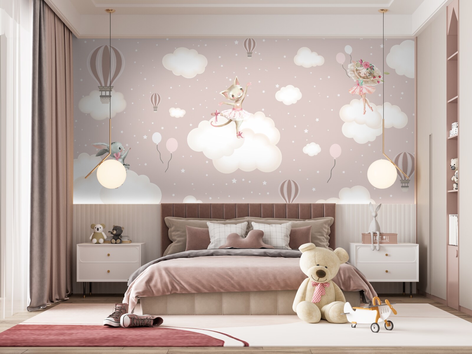 Fotobehang betoverende wezens verlichten de wolken