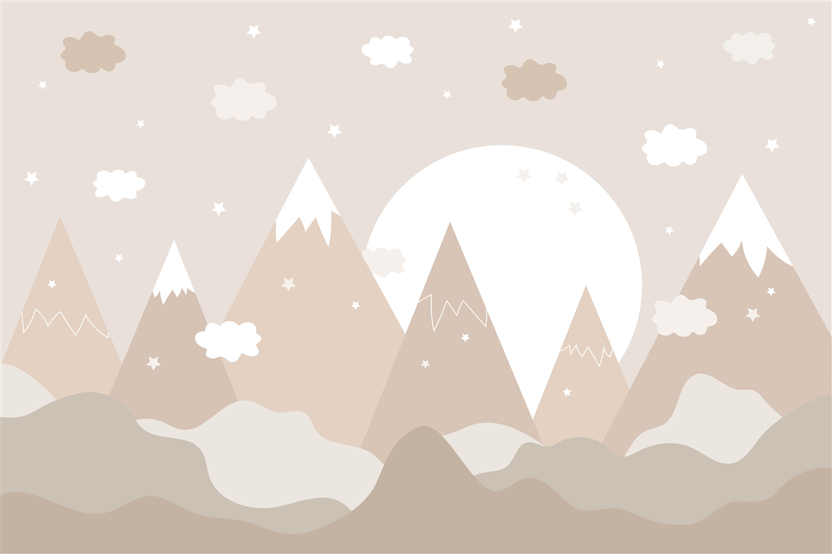 Fotobehang pieken afgebeeld op canvas en volle maan die schijnt