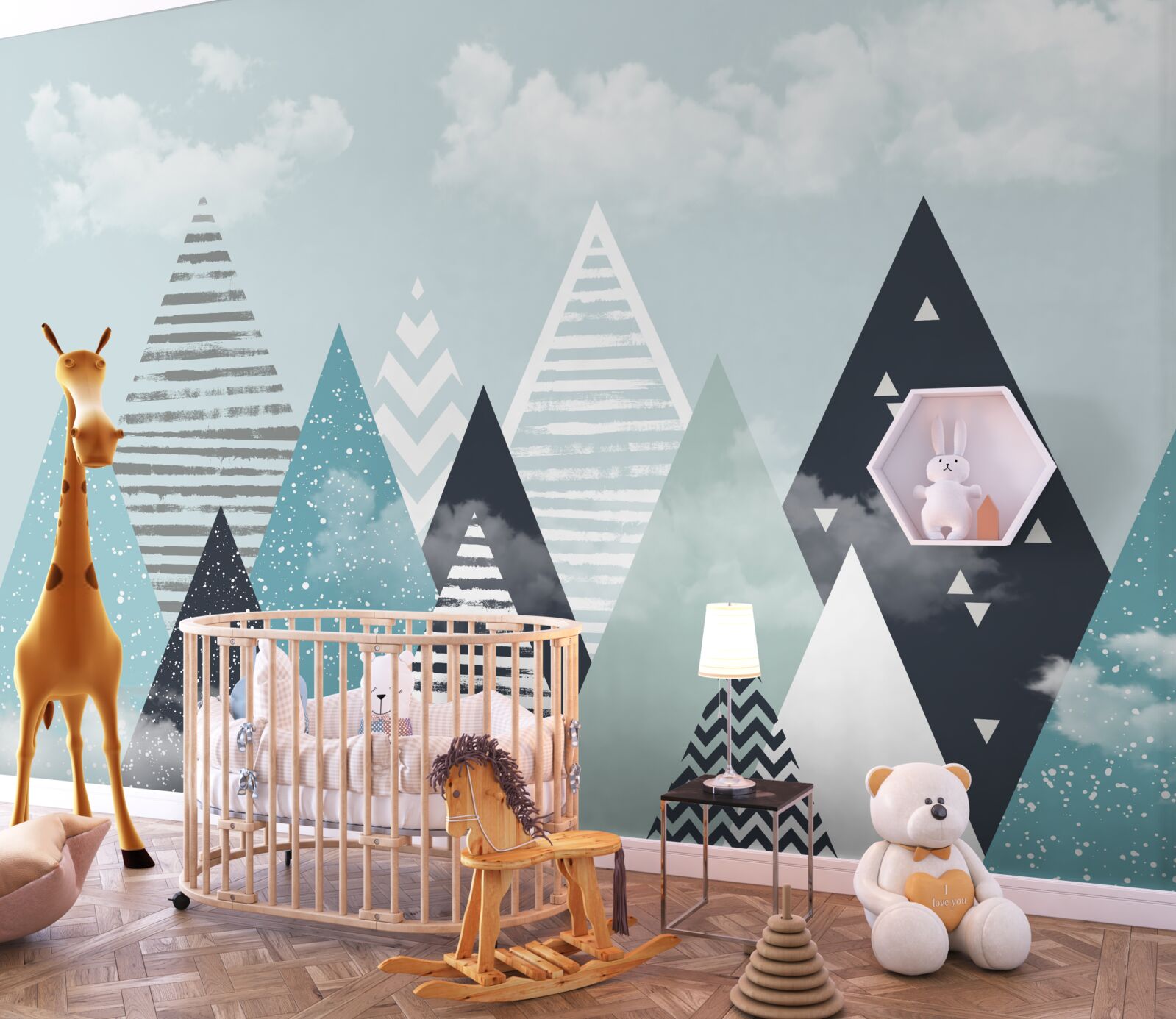 Fotobehang contourfoto's van bergen van verschillende schalen en tinten