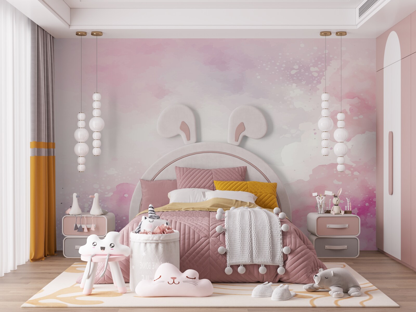 Fotobehang zachte achtergrond in roze aquareltinten