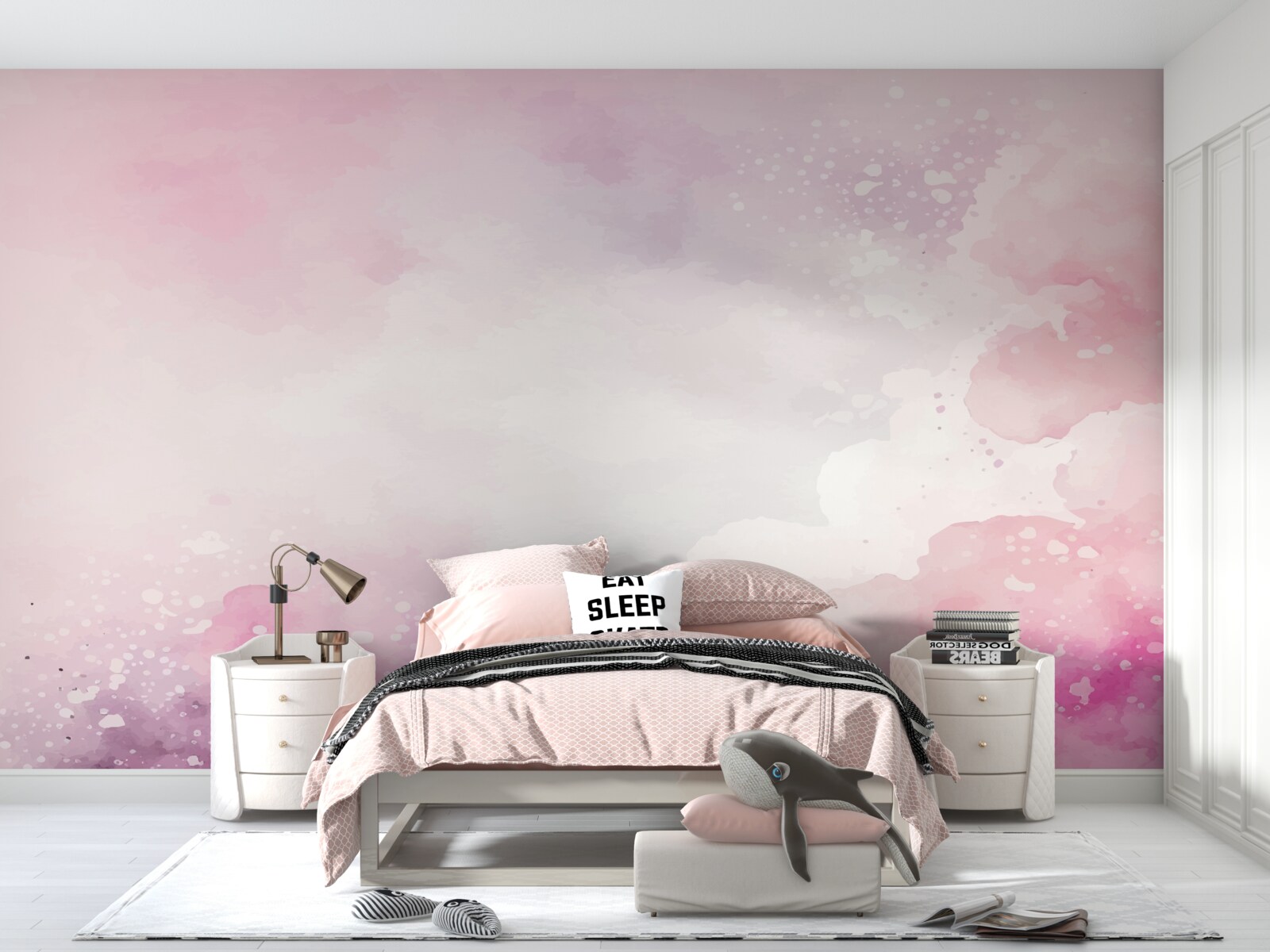 Fotobehang zachte achtergrond in roze aquareltinten