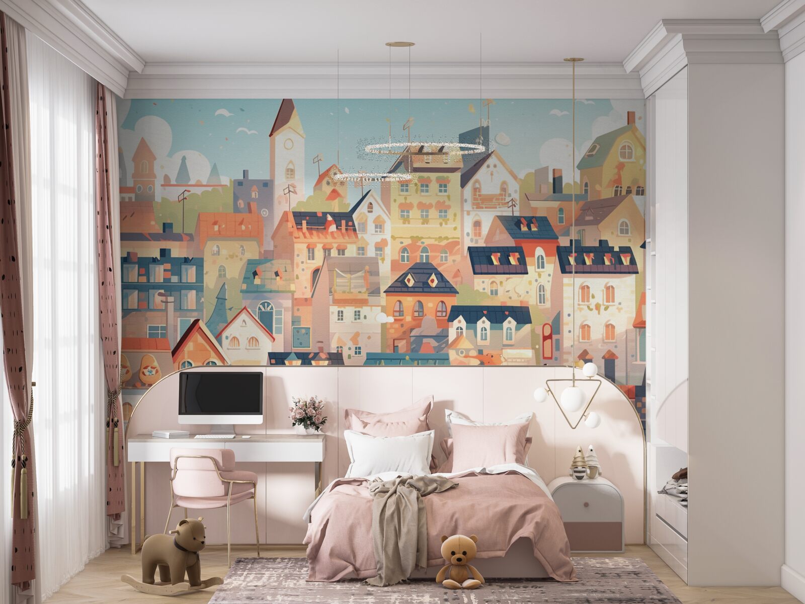 Fotobehang daken van stedelijke huizen