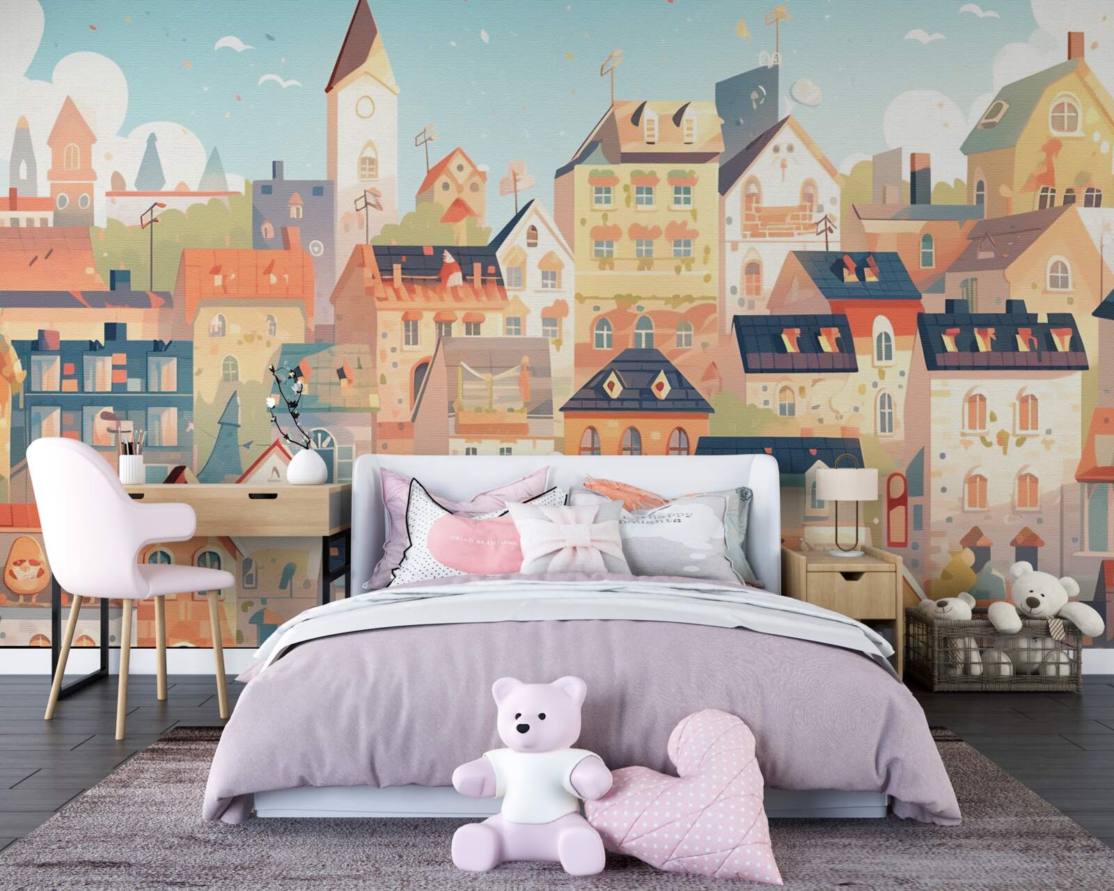 Fotobehang daken van stedelijke huizen