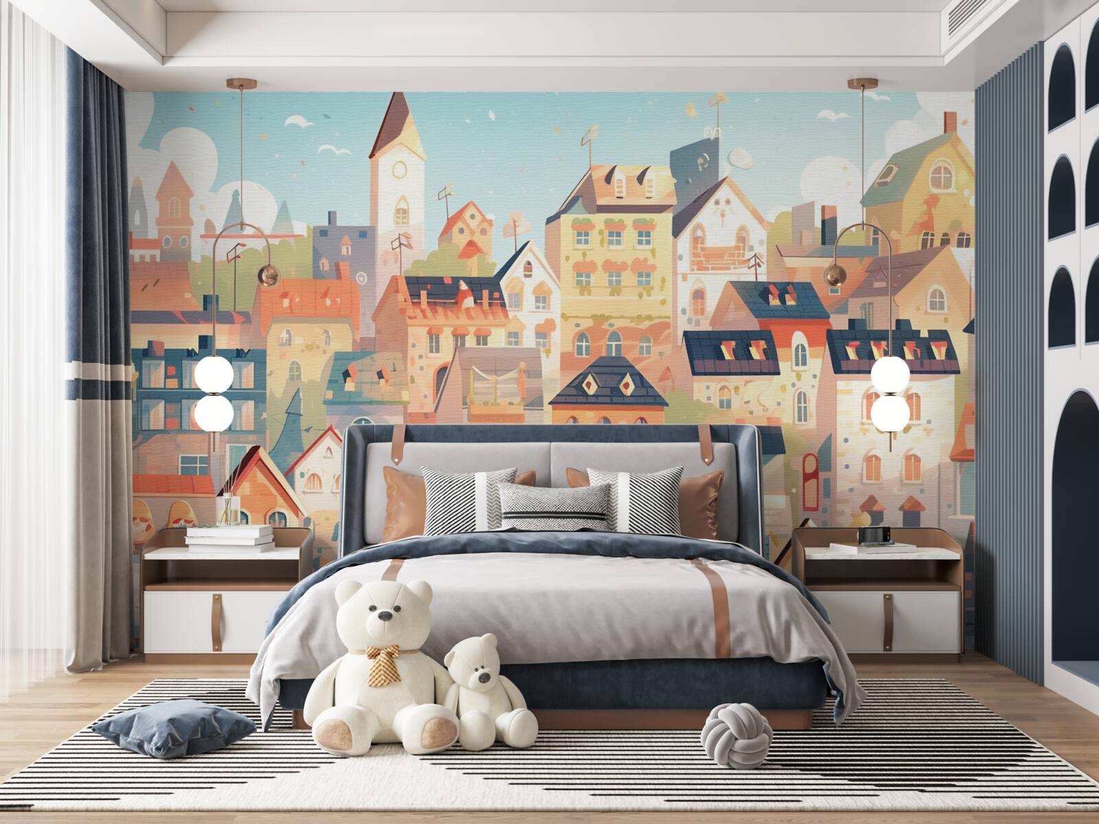 Fotobehang daken van stedelijke huizen