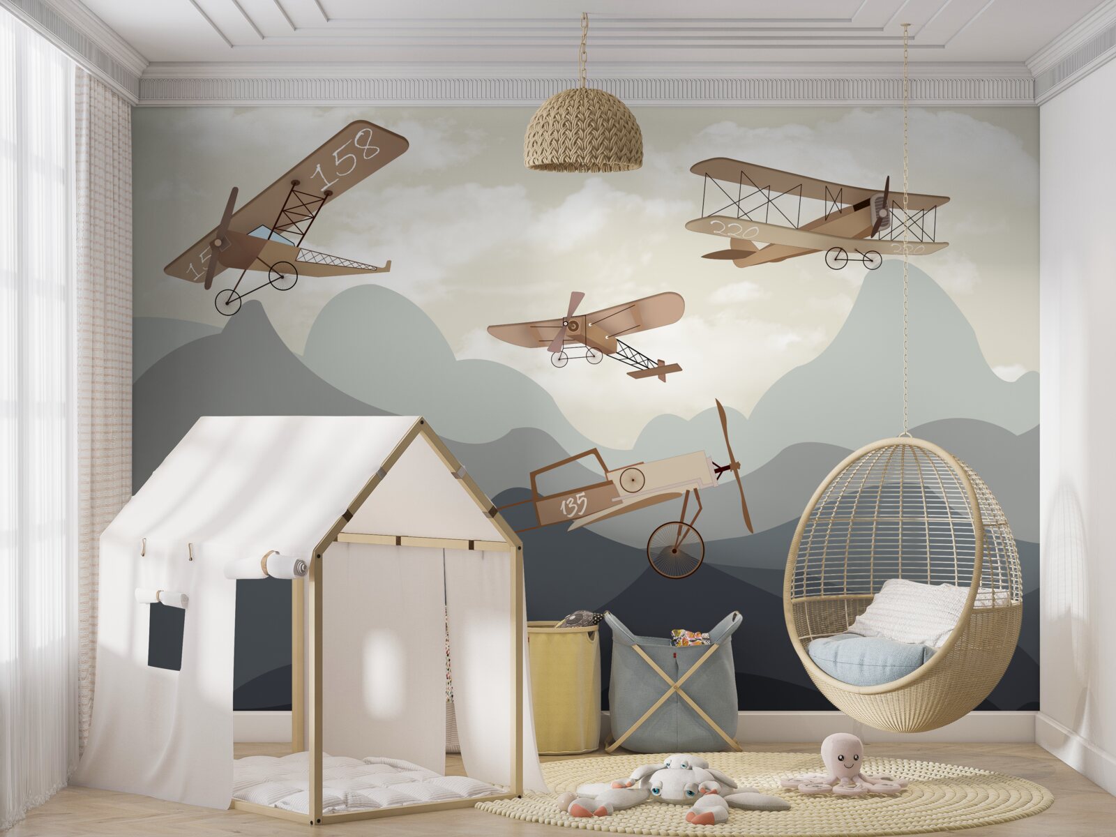 Fotobehang vluchten met vintage vliegtuigen