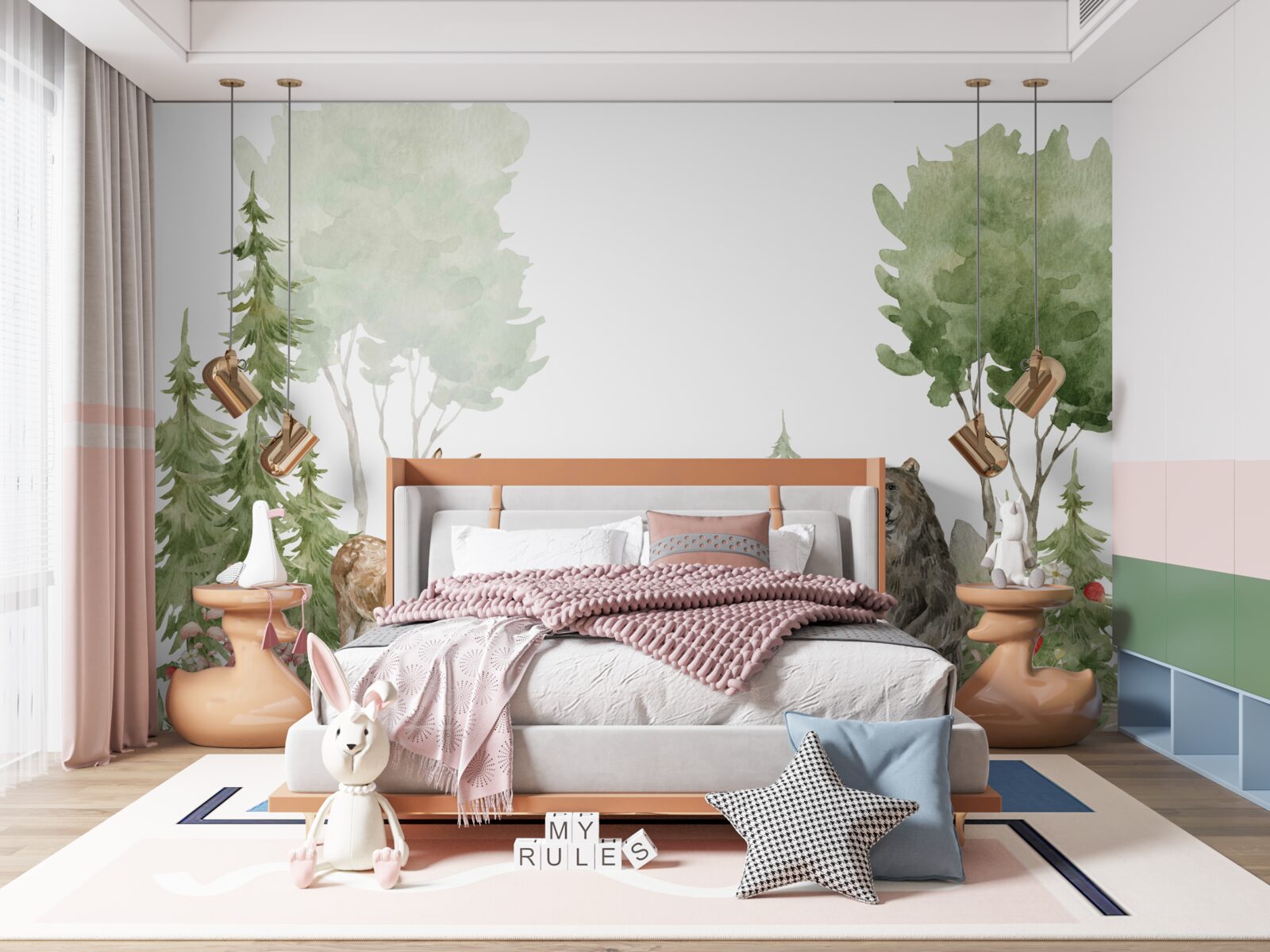 Fotobehang beer, rendier en vos in het wild