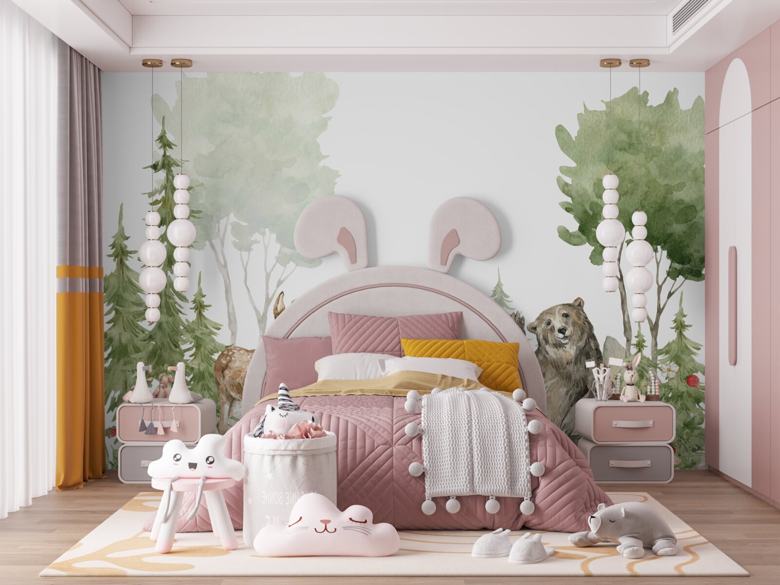 Fotobehang beer, rendier en vos in het wild