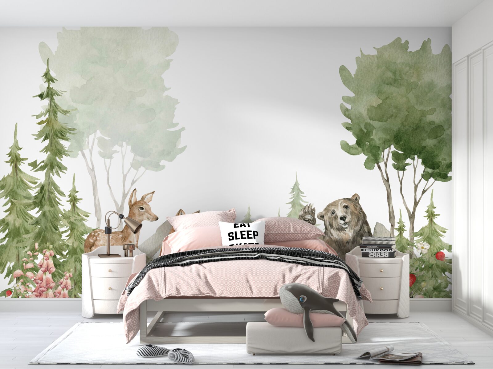 Fotobehang beer, rendier en vos in het wild