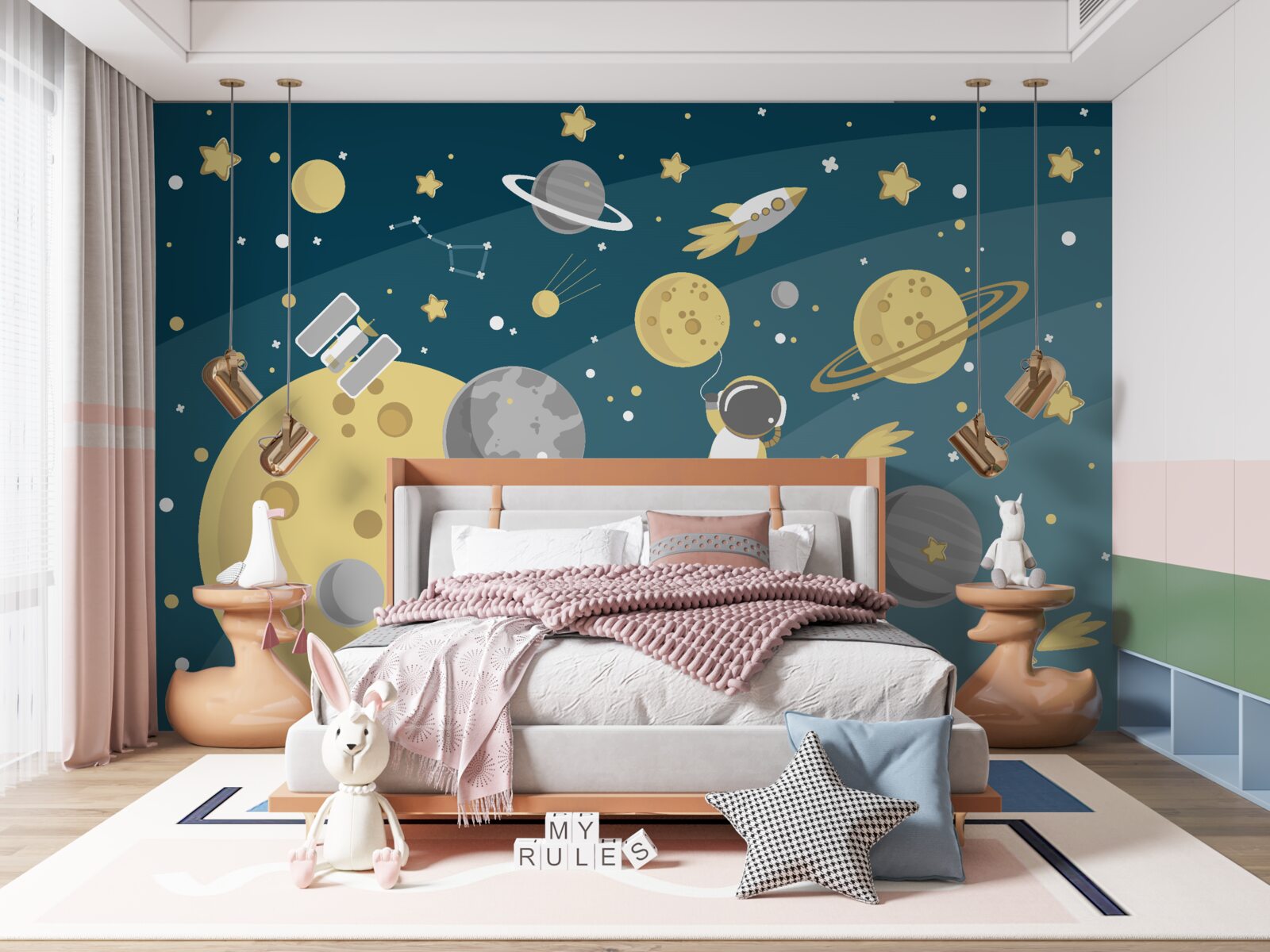 Fotobehang persoonlijkheid onder de diversiteit van planeten in de ruimte