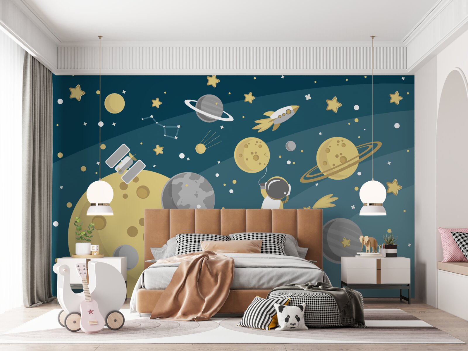 Fotobehang persoonlijkheid onder de diversiteit van planeten in de ruimte