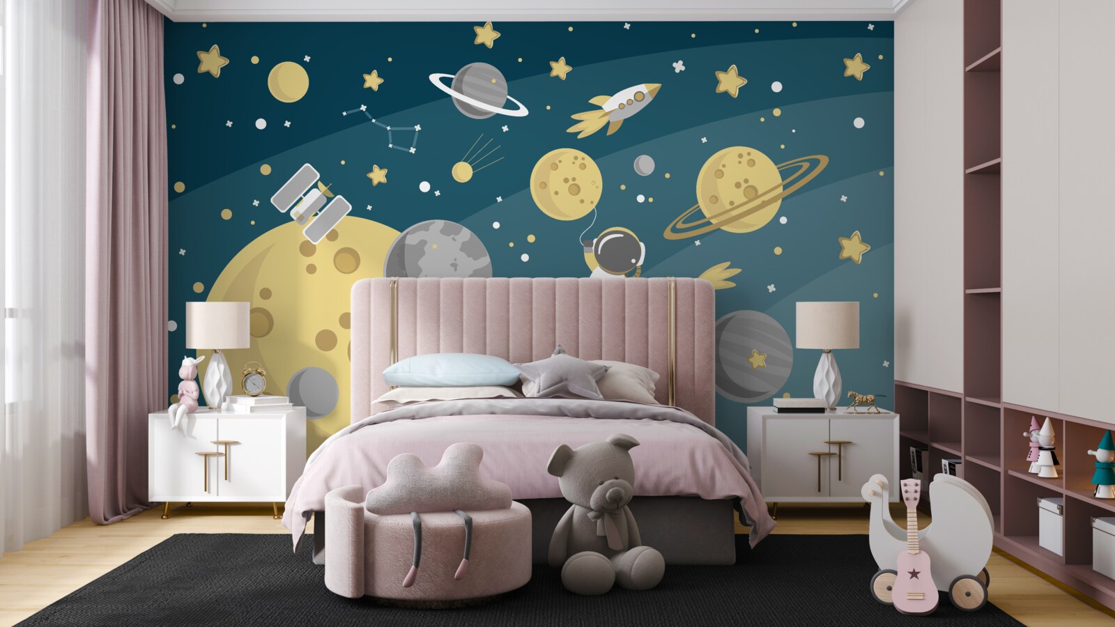 Fotobehang persoonlijkheid onder de diversiteit van planeten in de ruimte