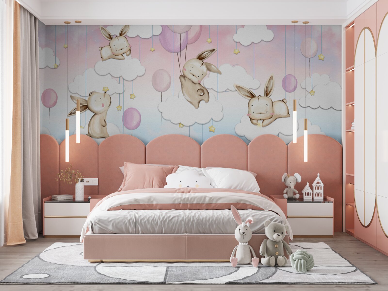 Fotobehang konijnen in de wolken