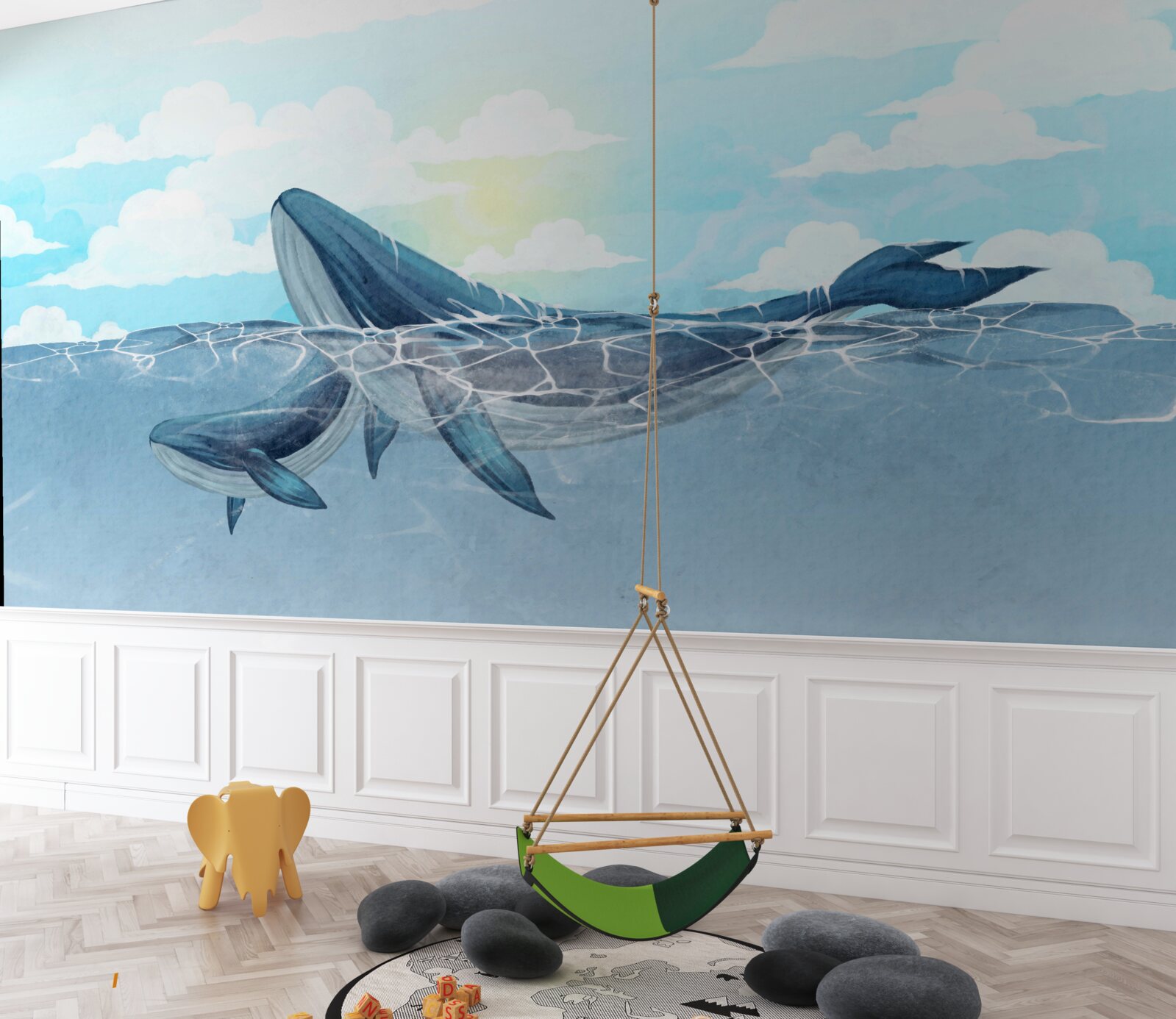 Fotobehang twee orka's zijn in het waterelement