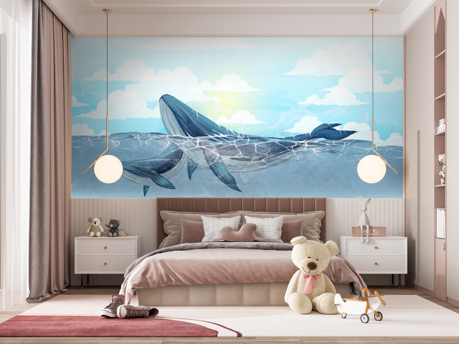 Fotobehang twee orka's zijn in het waterelement