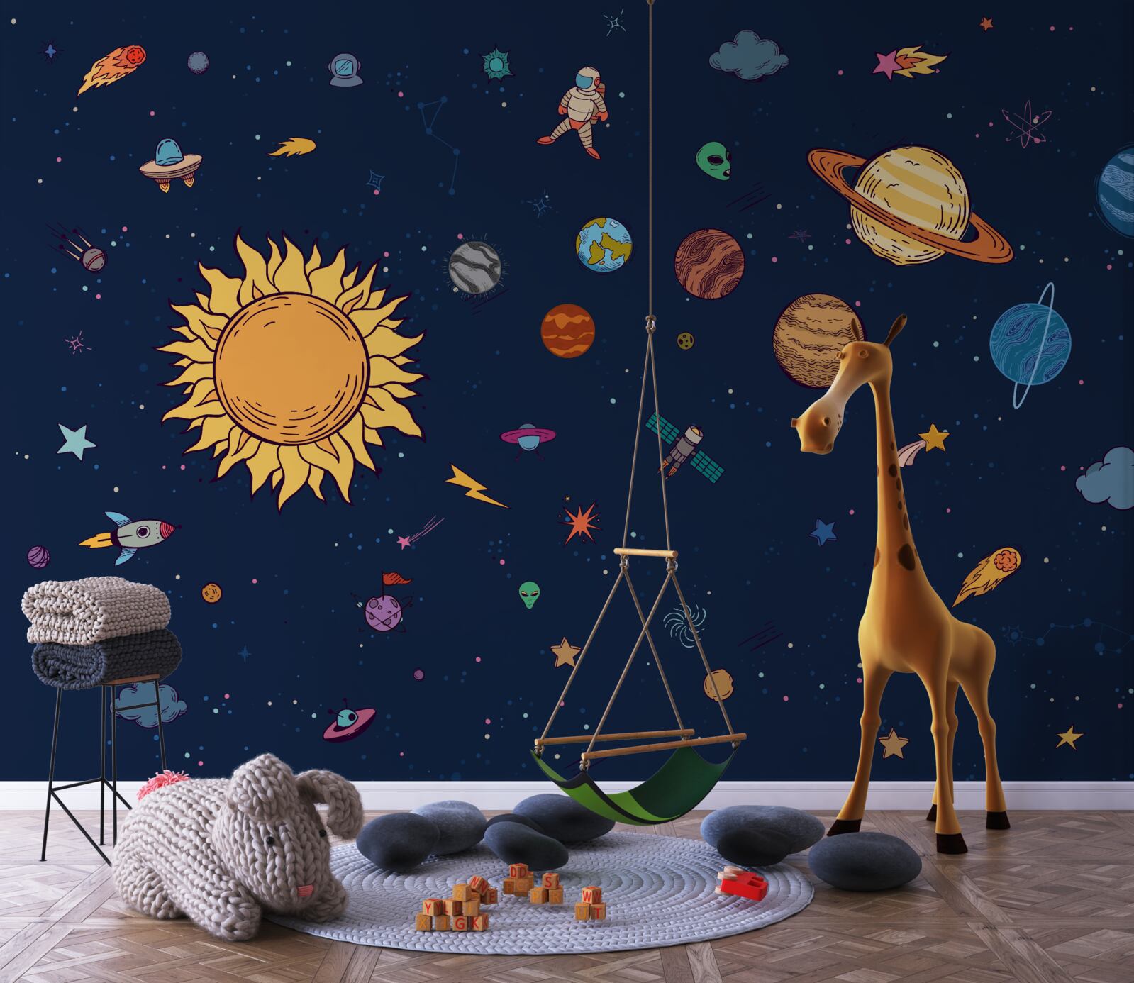 Fotobehang tussen de planeten, in de ruimte, is de mens