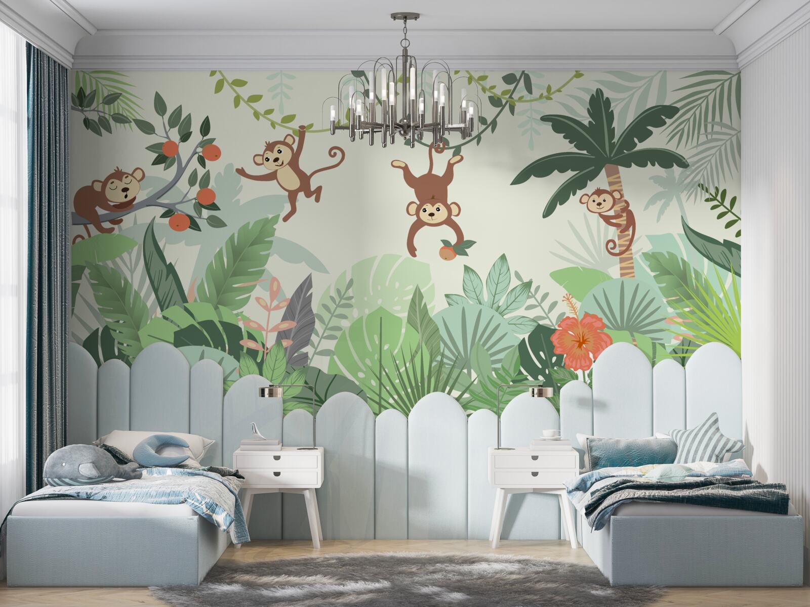 Fotobehang wilde capriolen van de kleine aapjes