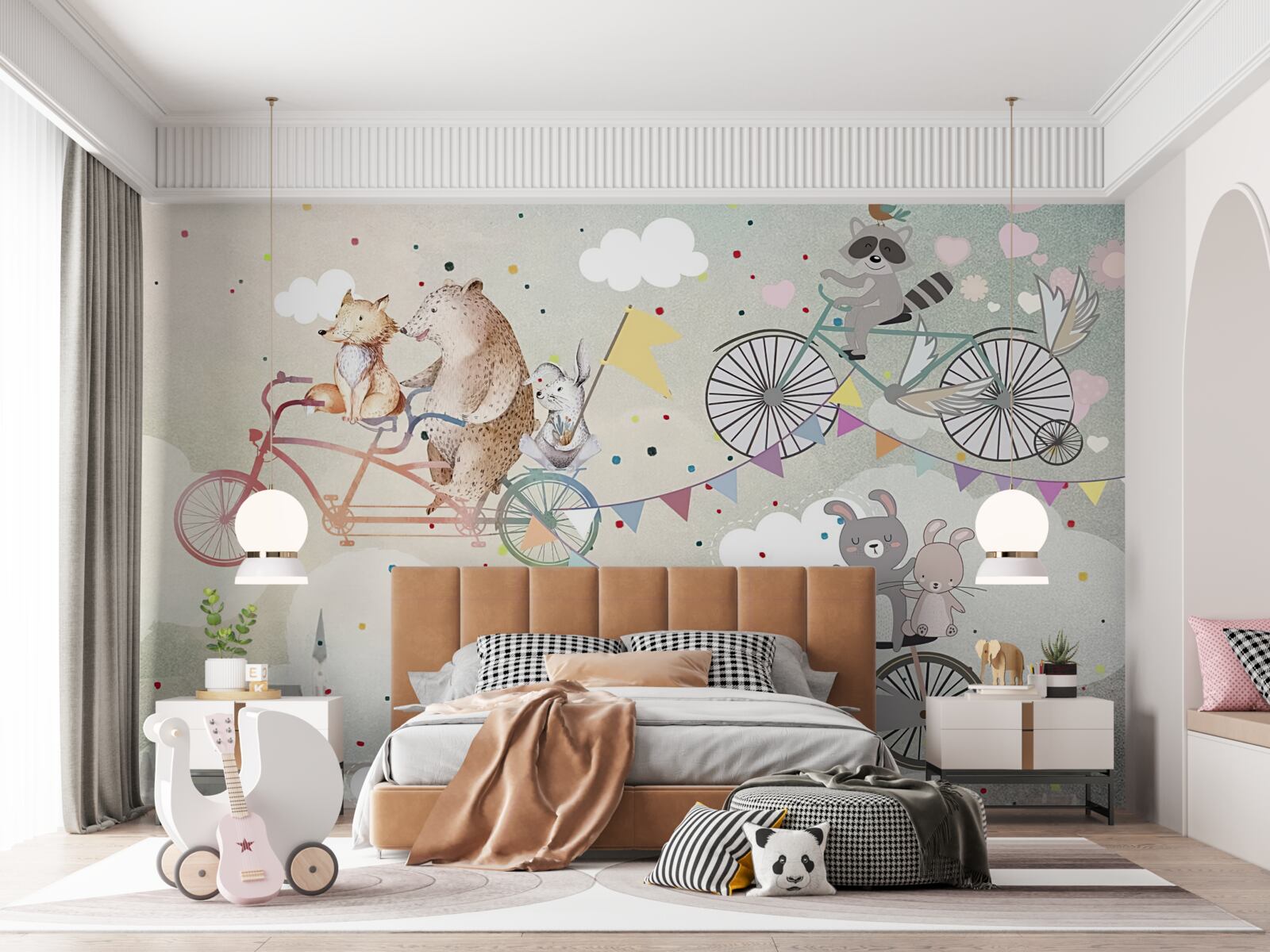 Fotobehang schepsels op tweewielers