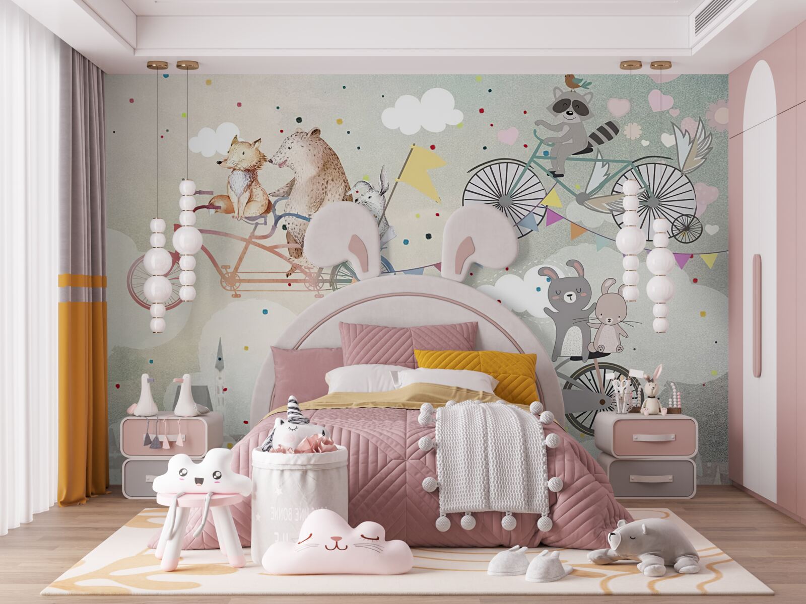 Fotobehang schepsels op tweewielers