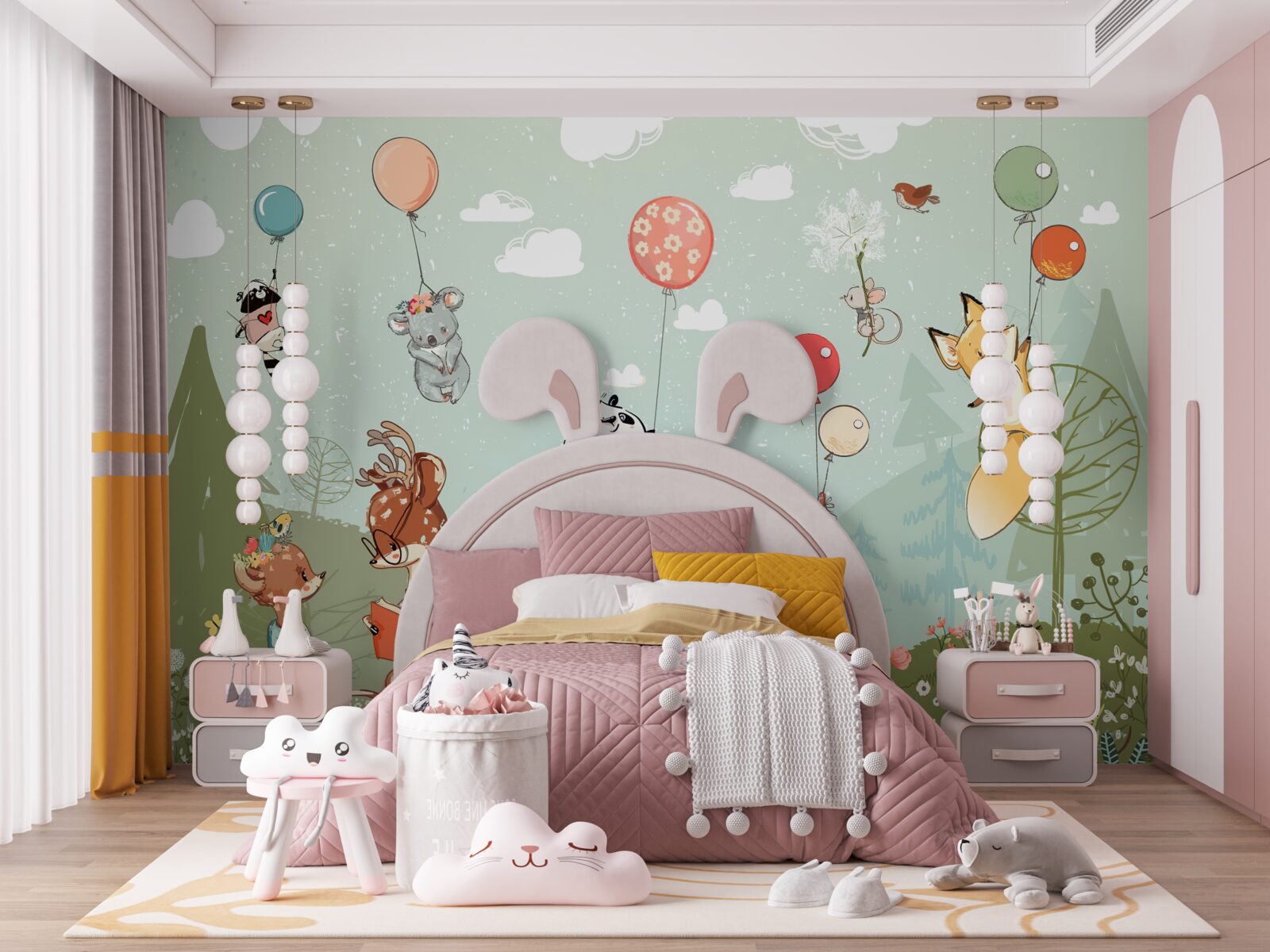 Fotobehang natuurwezens reizen in ballonnen