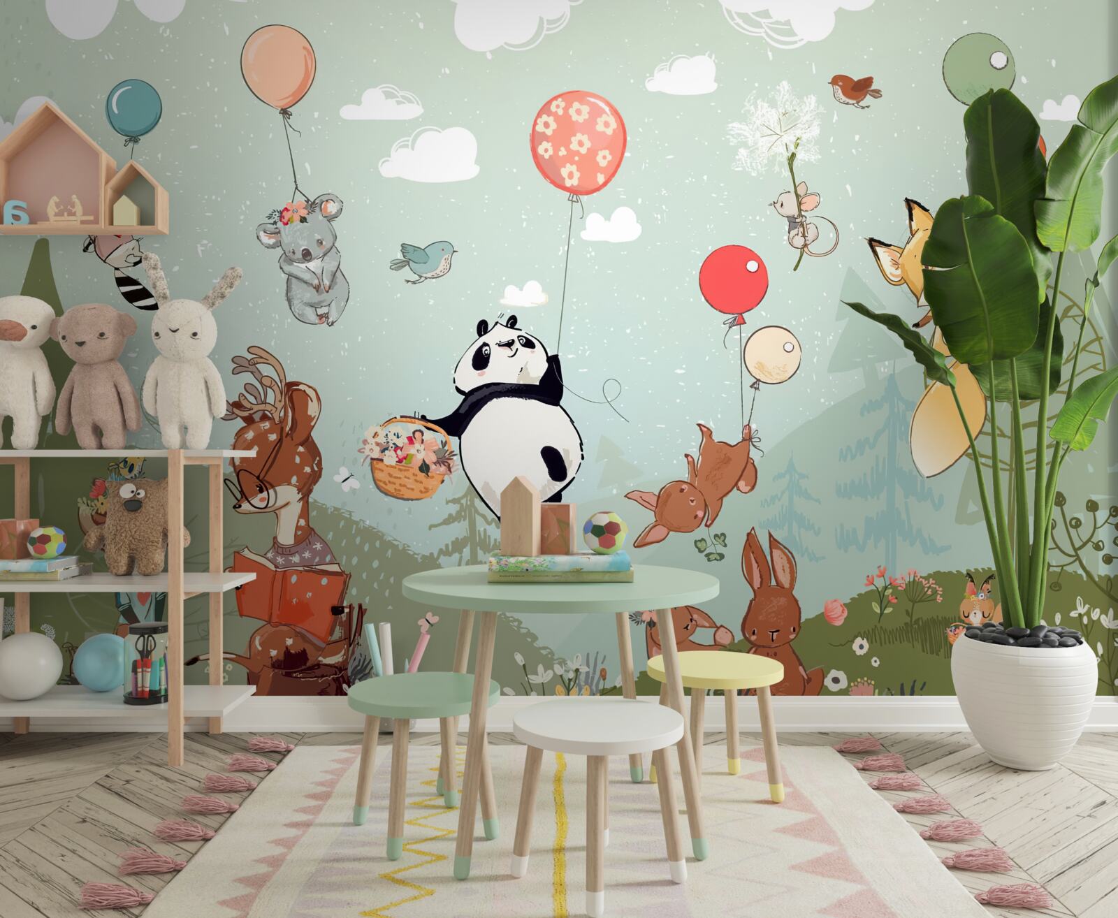 Fotobehang natuurwezens reizen in ballonnen