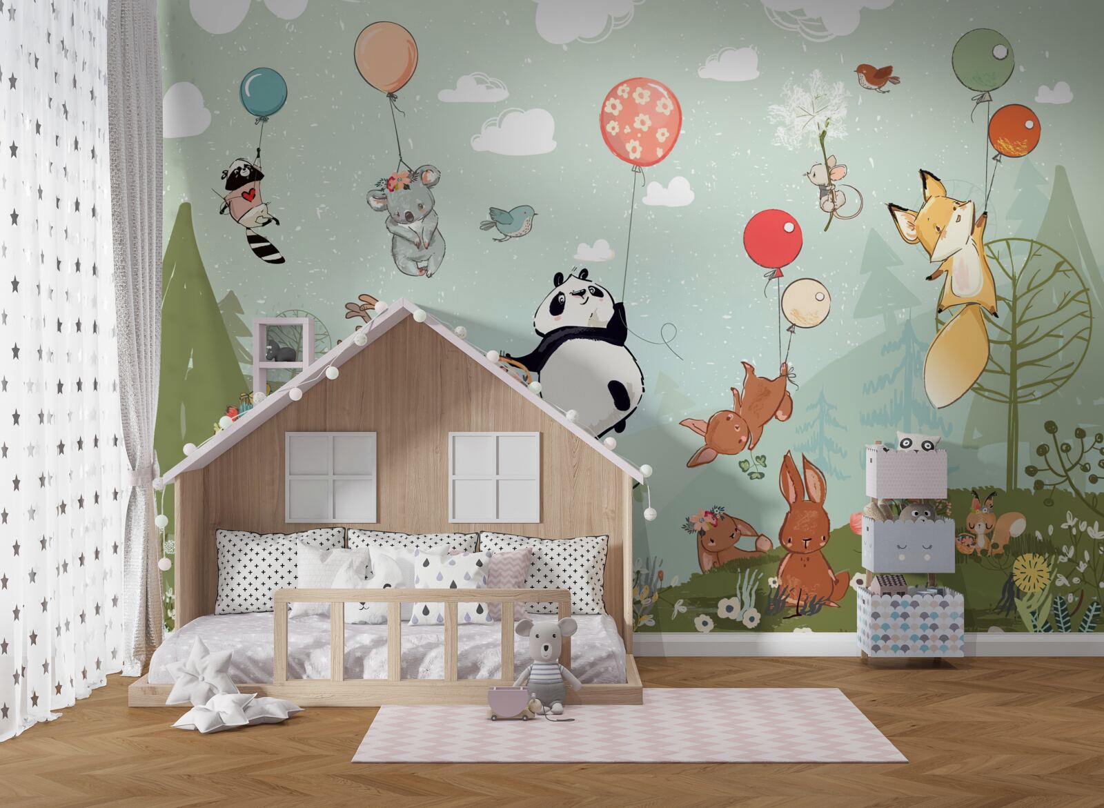 Fotobehang natuurwezens reizen in ballonnen