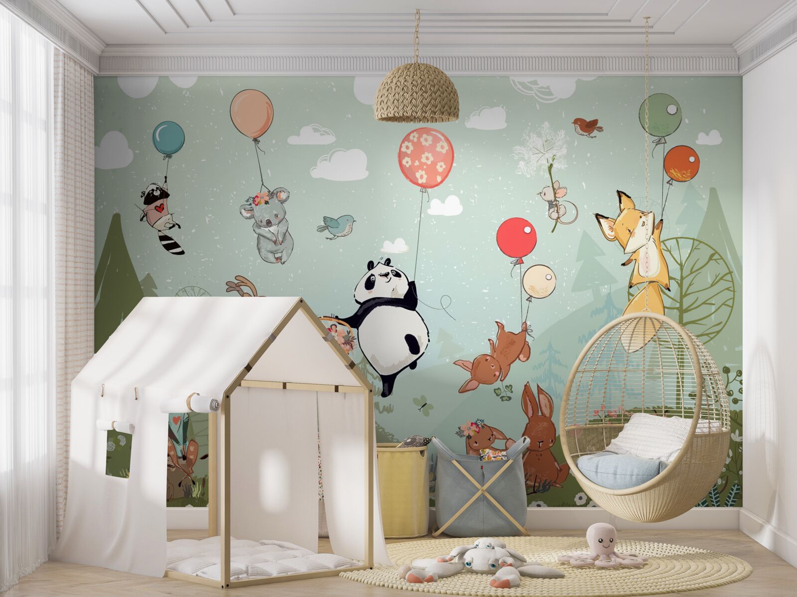 Fotobehang natuurwezens reizen in ballonnen