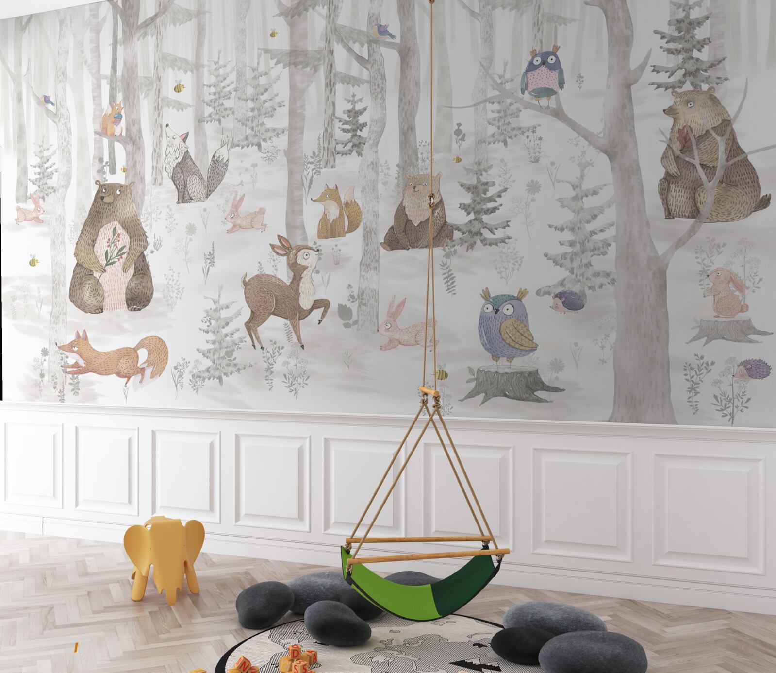 Fotobehang beren en verschillende andere dieren leven in het bos