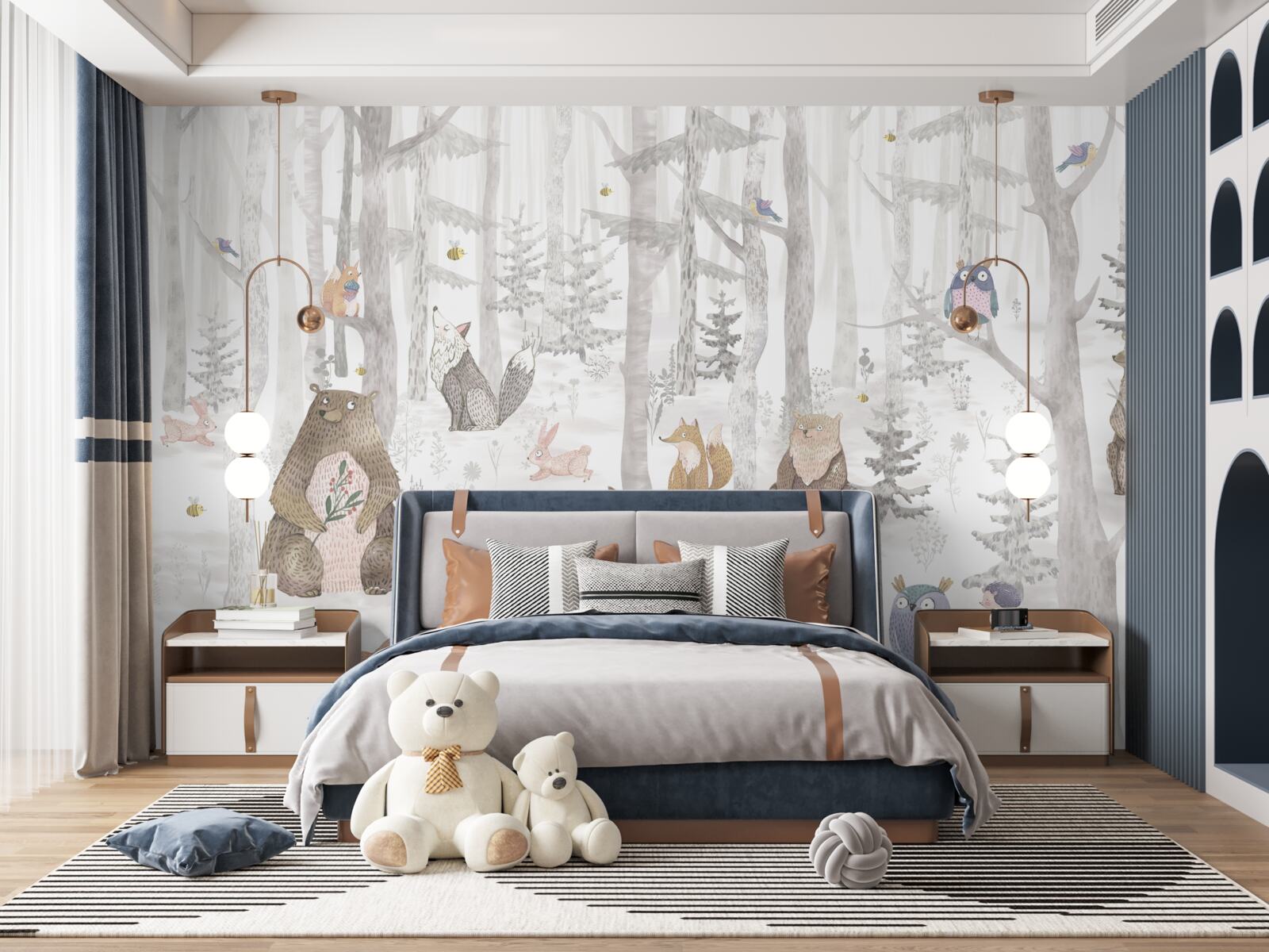 Fotobehang beren en verschillende andere dieren leven in het bos