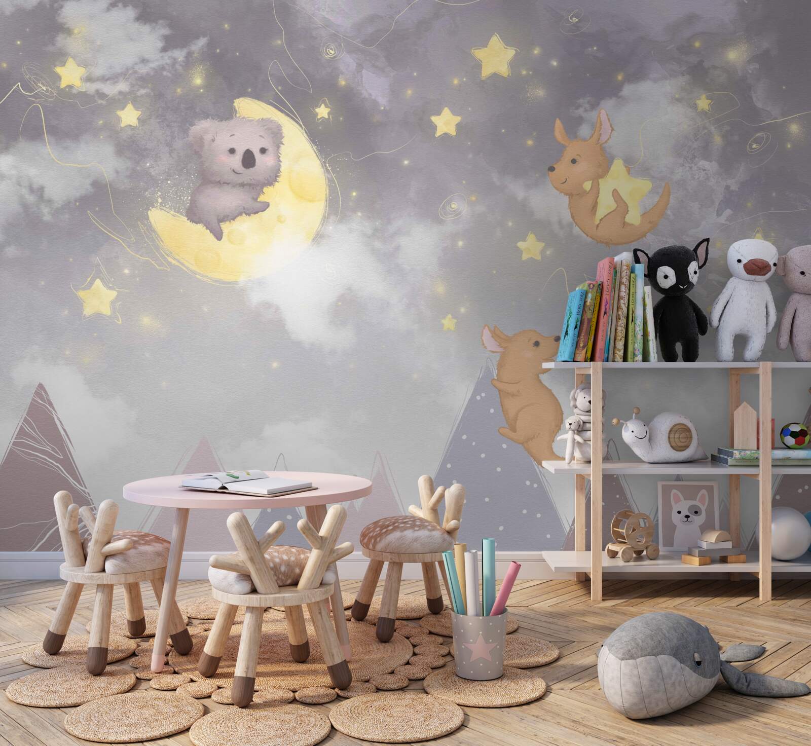 Fotobehang wezens op astrale lichamen en satellieten