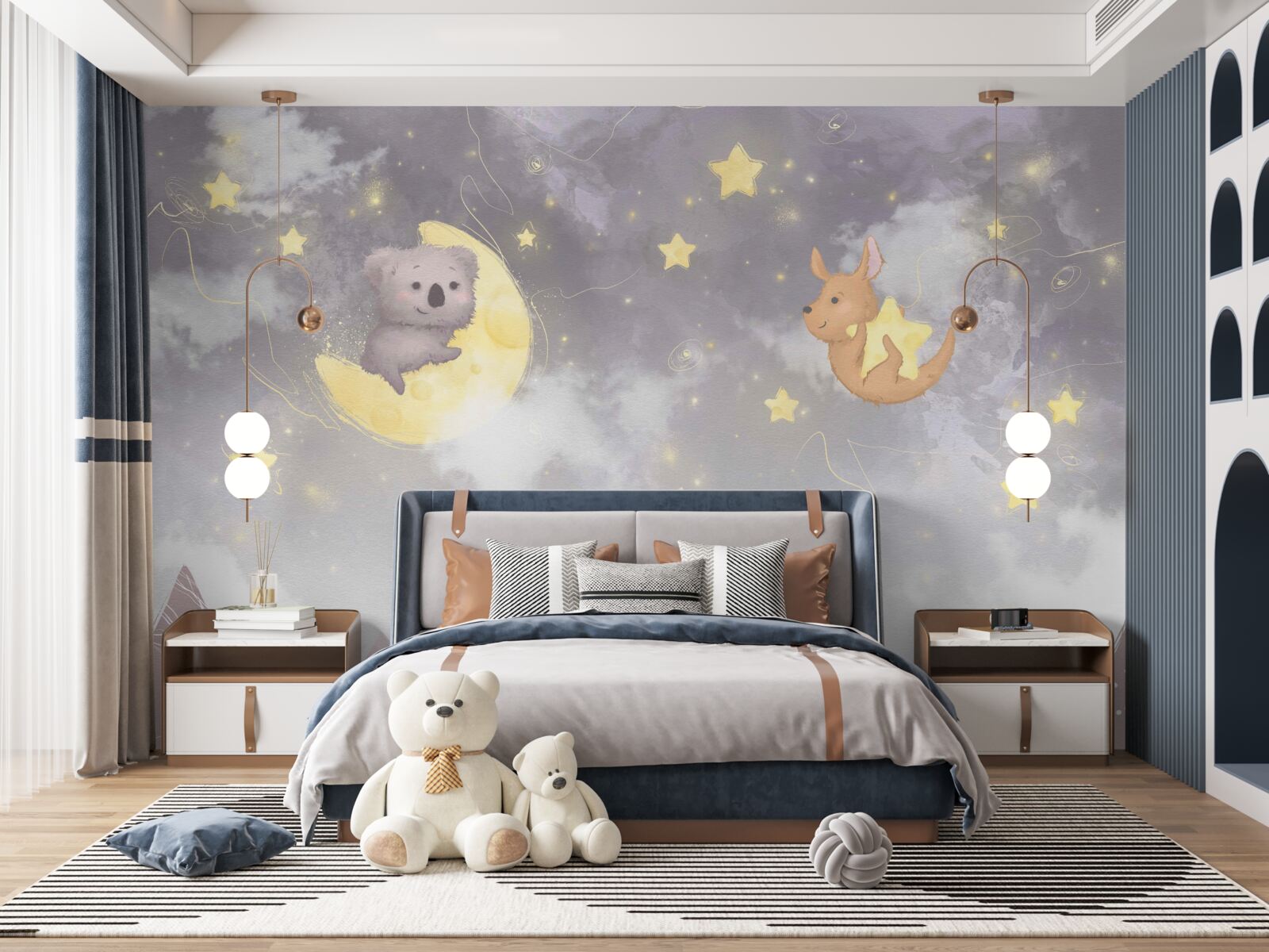 Fotobehang wezens op astrale lichamen en satellieten