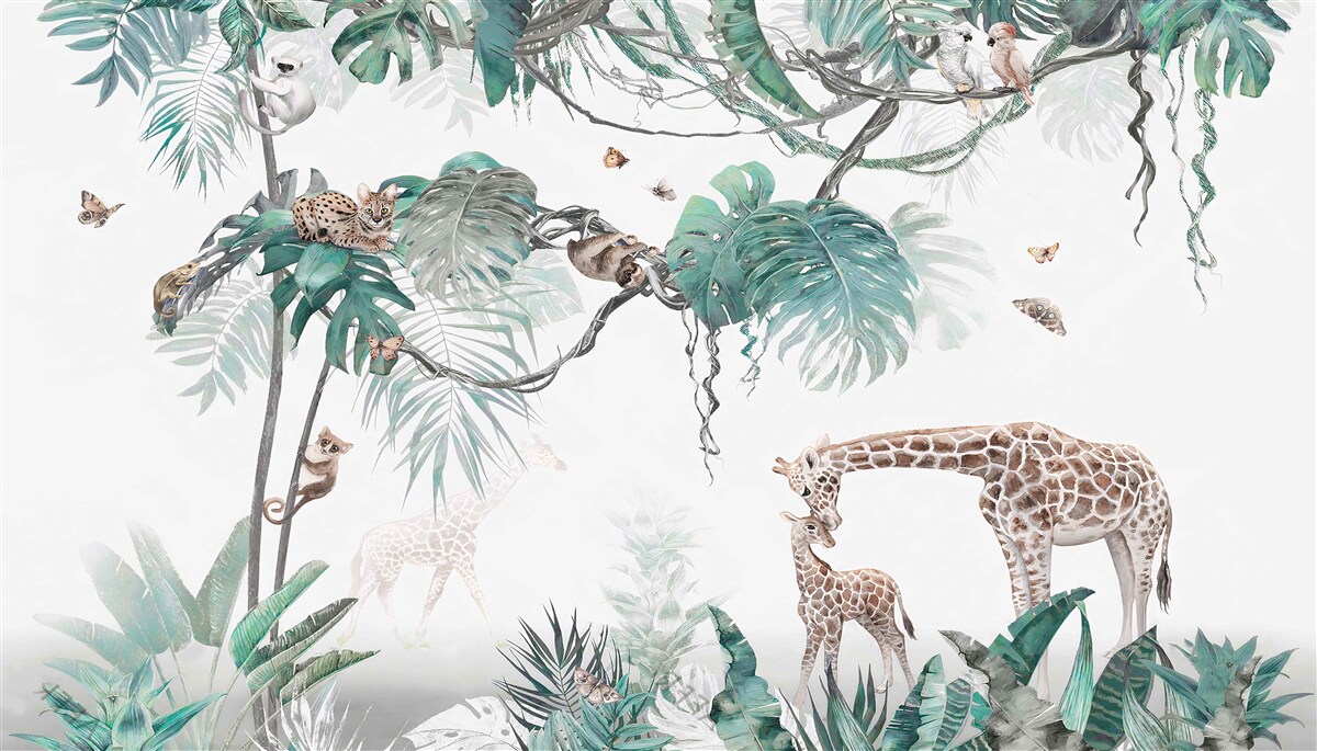 Fotobehang dieren brengen hun vrije tijd door in het bos