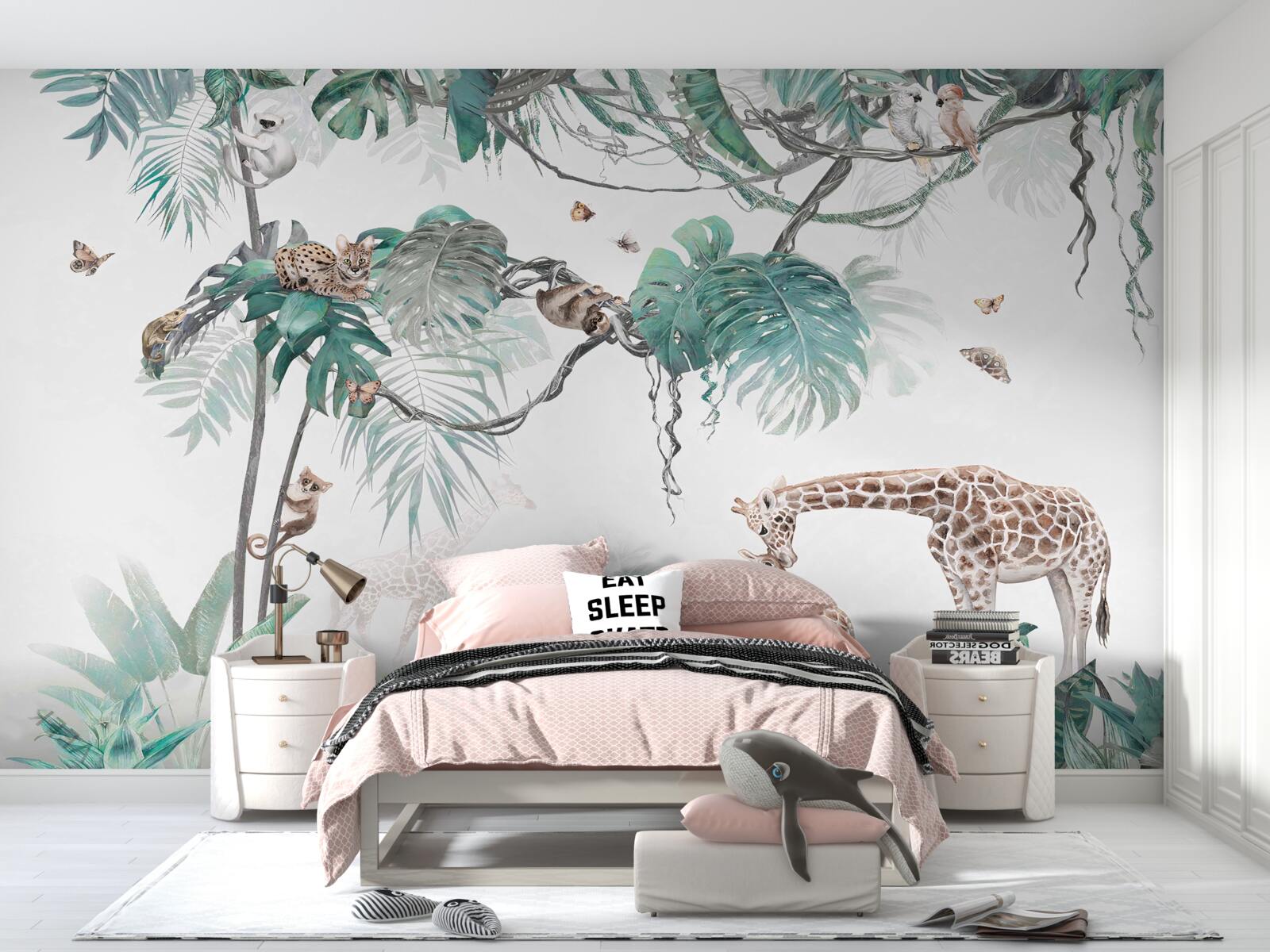 Fotobehang dieren brengen hun vrije tijd door in het bos