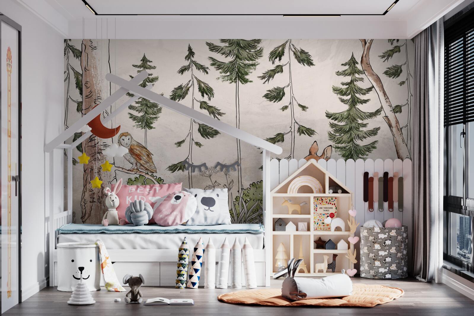 Fotobehang dieren die door het bos trekken