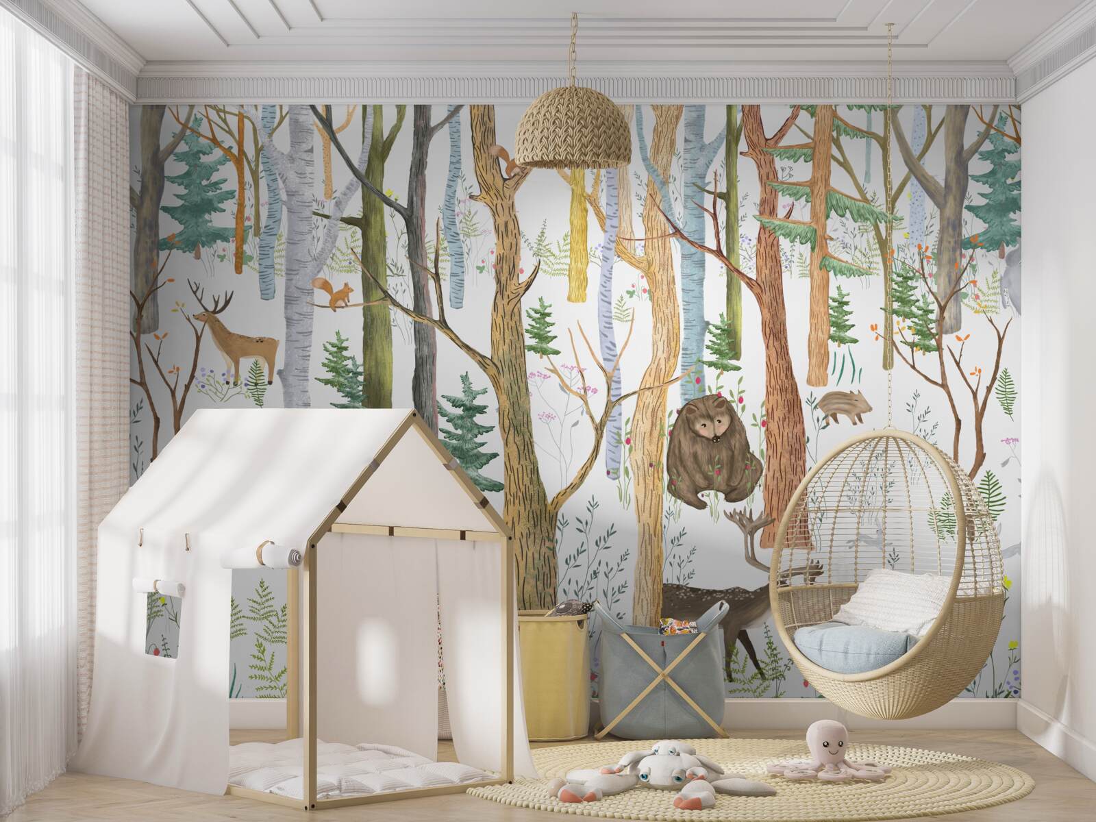 Fotobehang dieren lopen door het bos