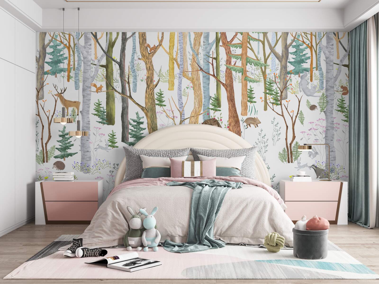 Fotobehang dieren lopen door het bos