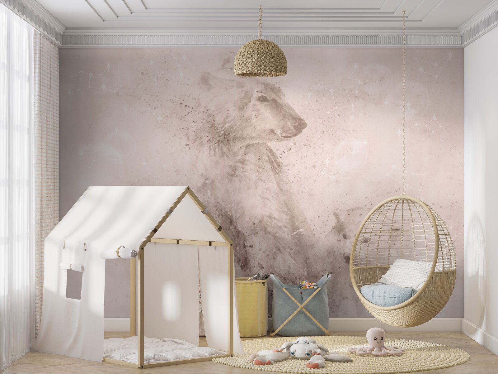 Fotobehang moederbeer met haar welpen