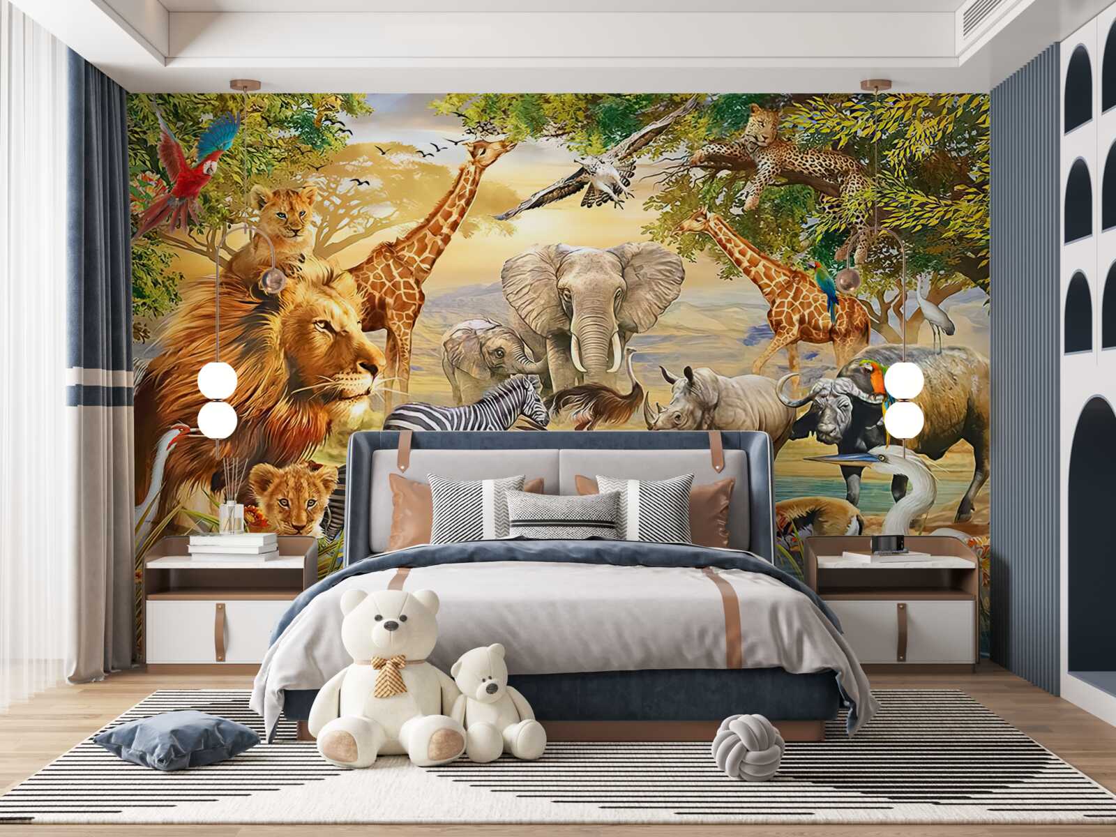 Fotobehang afrikaanse dieren bij de vijver