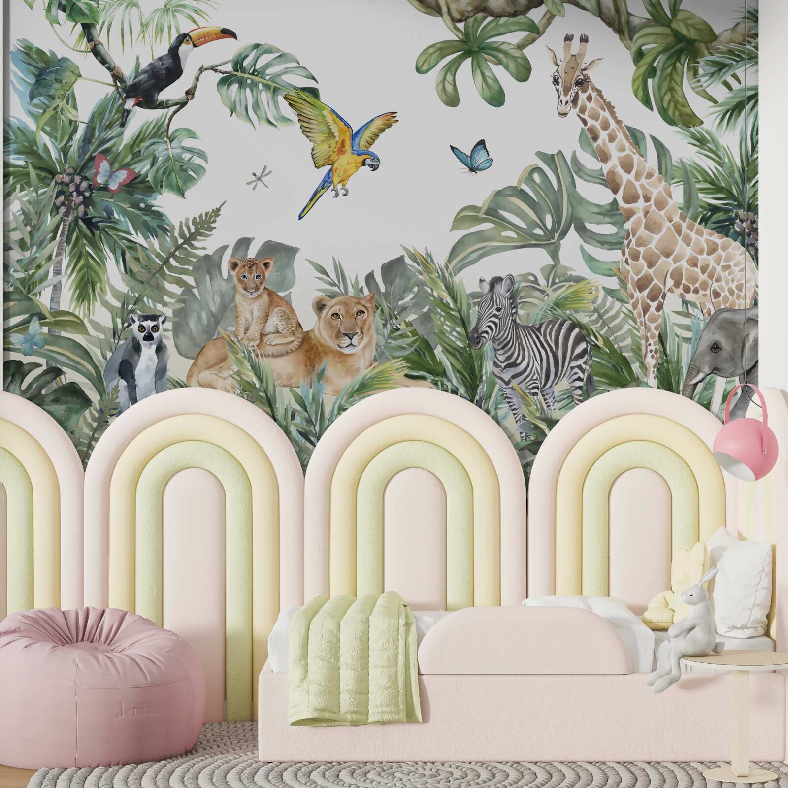 Fotobehang verschillende dieren zwerven door de tropen